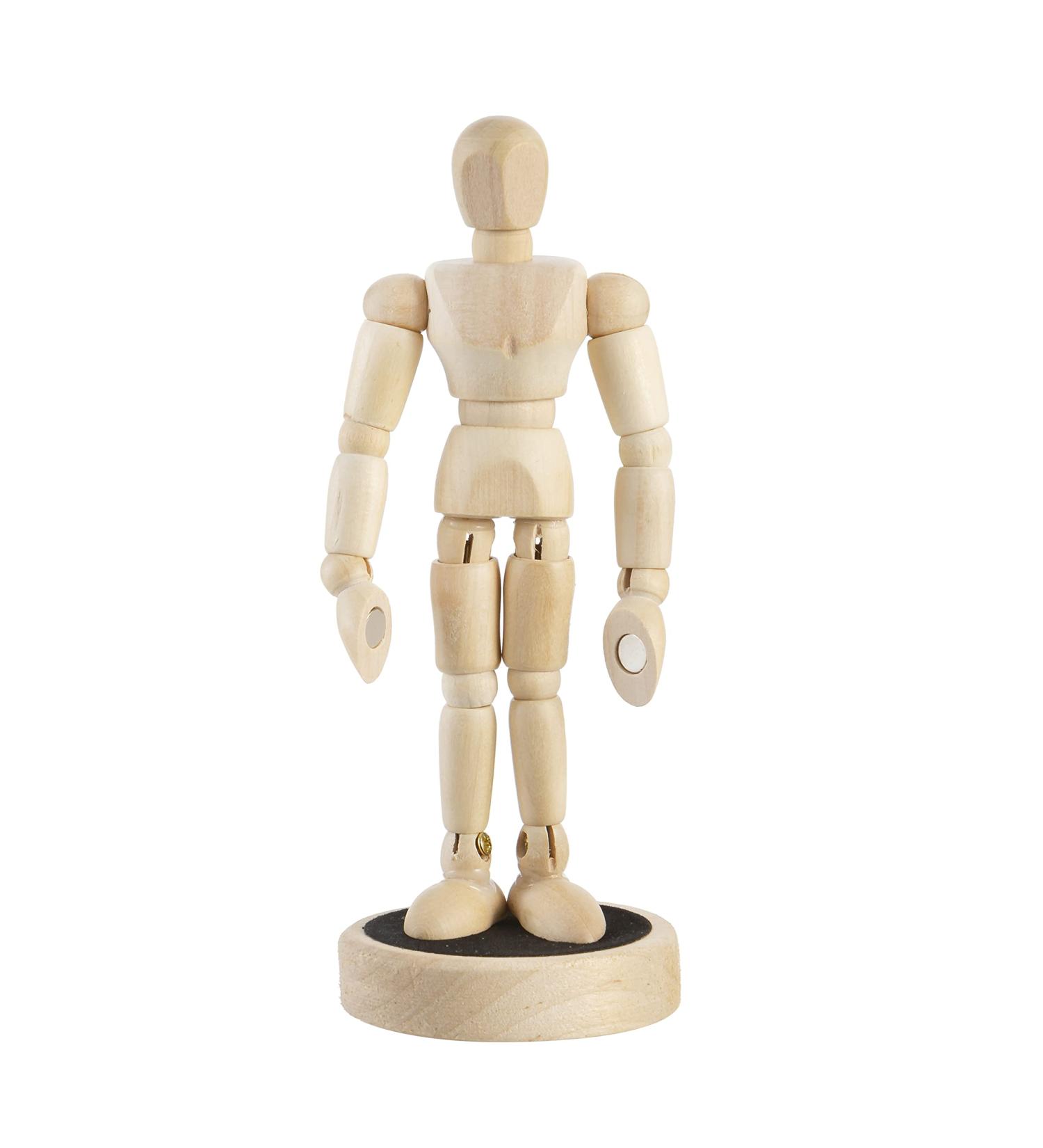 Artist Manikin Posable Figure - 4.5 Magnetic Wood Mannequin Form for Human Figure Drawing - Full Body Mini Wooden Art Model on Stand - Life Drawing Supplies 4.5" Magnetic - Buy Online on GoSupps.com