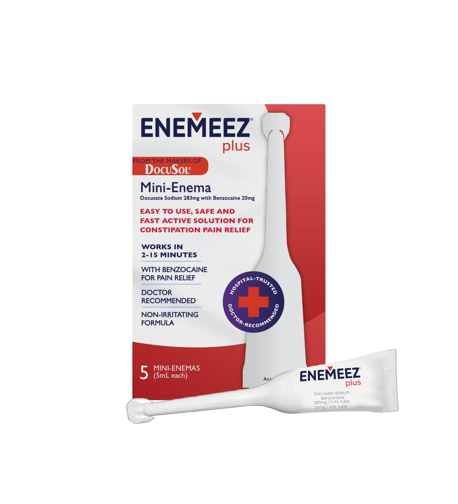 Docusol Plus Mini Enema Clear 5ml 5 Count - Docusate Sodium with Benzocaine - Buy Online on GoSupps.com