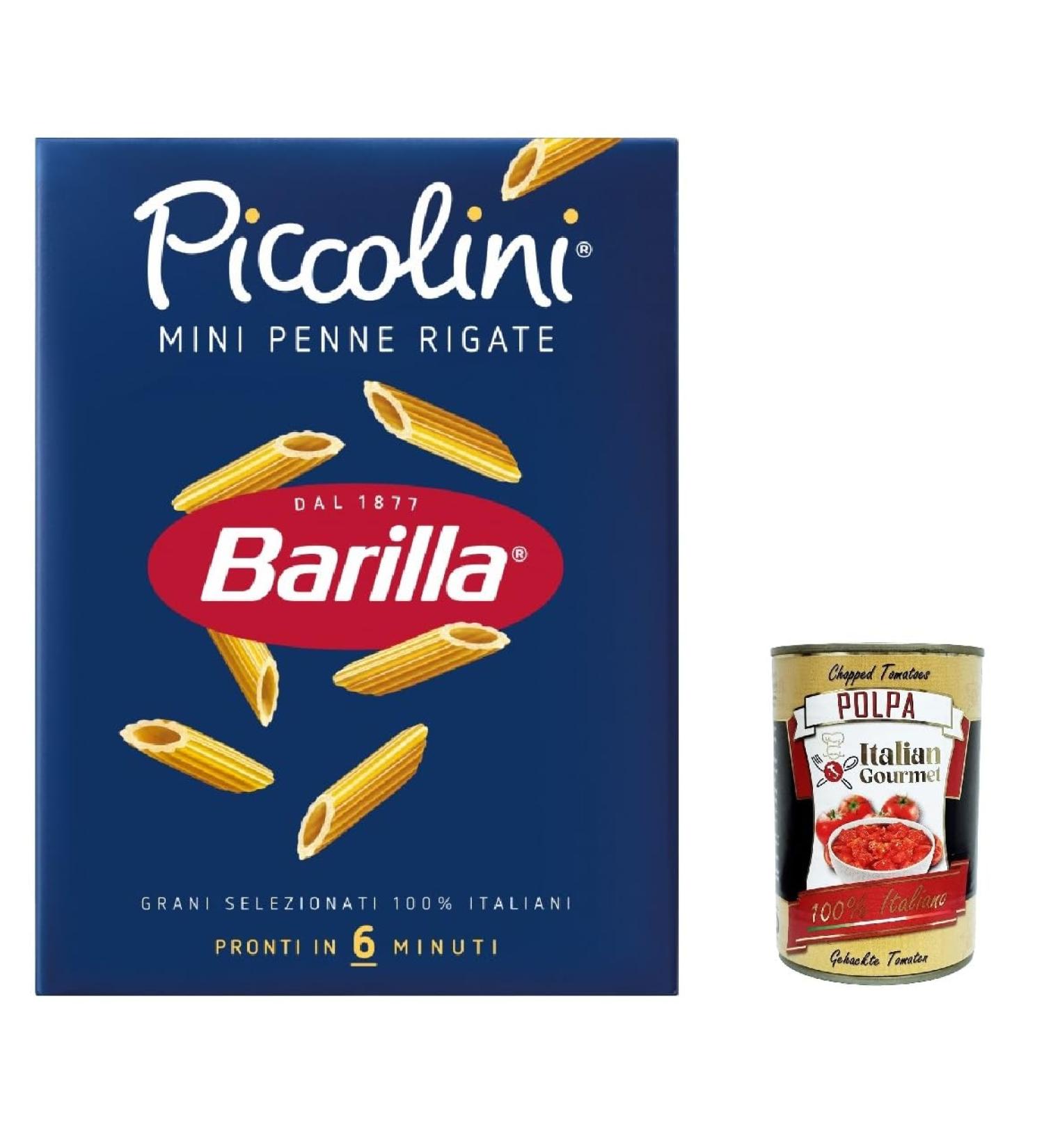  Italian Gourmet E.R. 5 x Barilla Mini Penne Rigate Pasta 100% Italian Pasta 500g + Italian Gourmet Pulp 400g - Buy Online on GoSupps.com