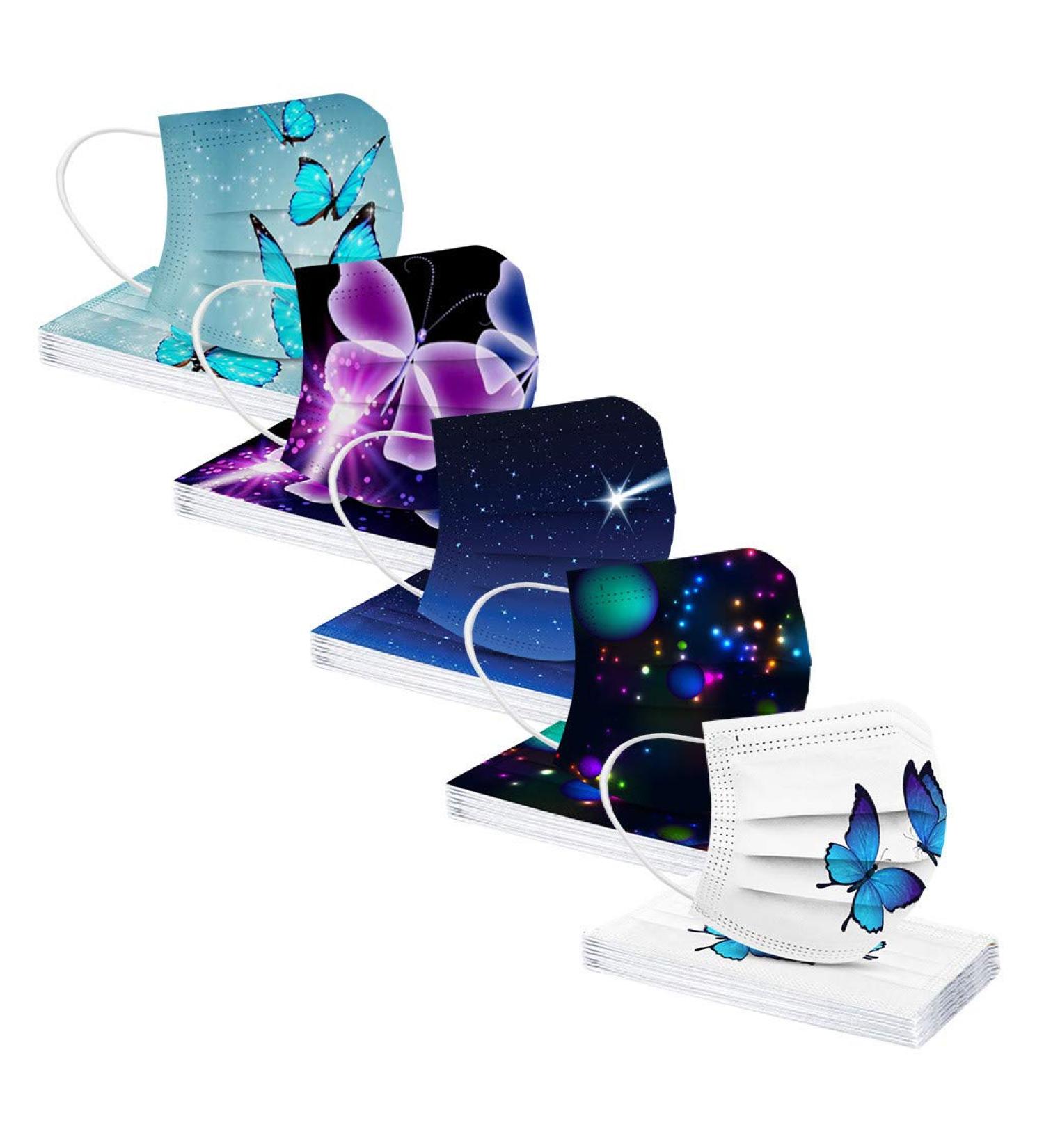 50 Pack Disposable 3-Layer Non-Woven Fabric Face Masks - Butterfly Motif Breathable Neck Gaiter Bandana for Adults | Amyglin - Buy Online on GoSupps.com