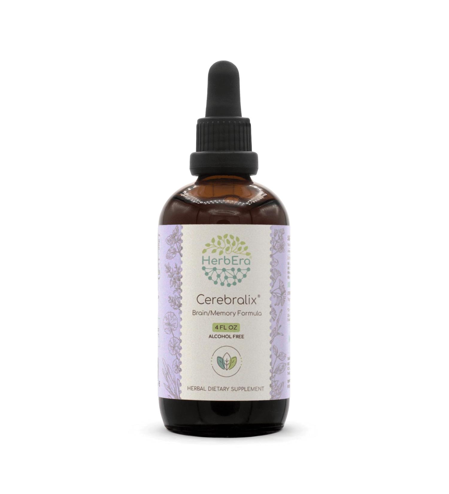 HerbEra Cerebralix B120 Alcohol-Free Extract Tincture: Gotu Kola Herb,Ginkgo Biloba Leaf, Rosemary Leaf, Sage Leaf, Brahmi Herb, Ashwagandha Root, Lemon Balm Leaf. Brain/Memory Formula 4 Fl Oz 4 Fl Oz (Pack of 1) - Buy Online on GoSupps.com