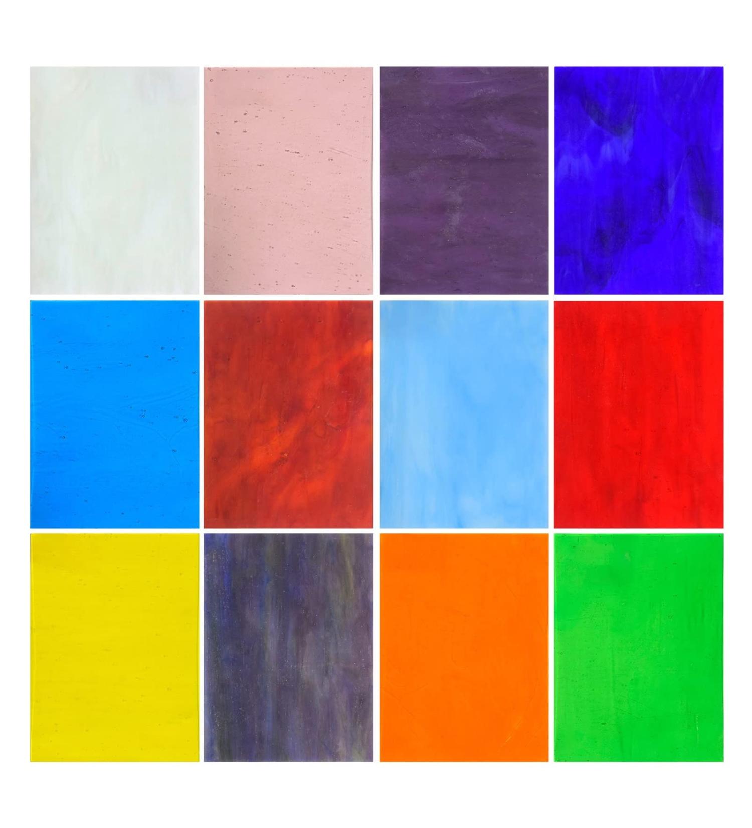 NUODITOS 12 Sheets Mixed Transparent Stained Glass 4X6 - Cathedral Art Mosaic Tiles for Crafts - Buy Online on GoSupps.com