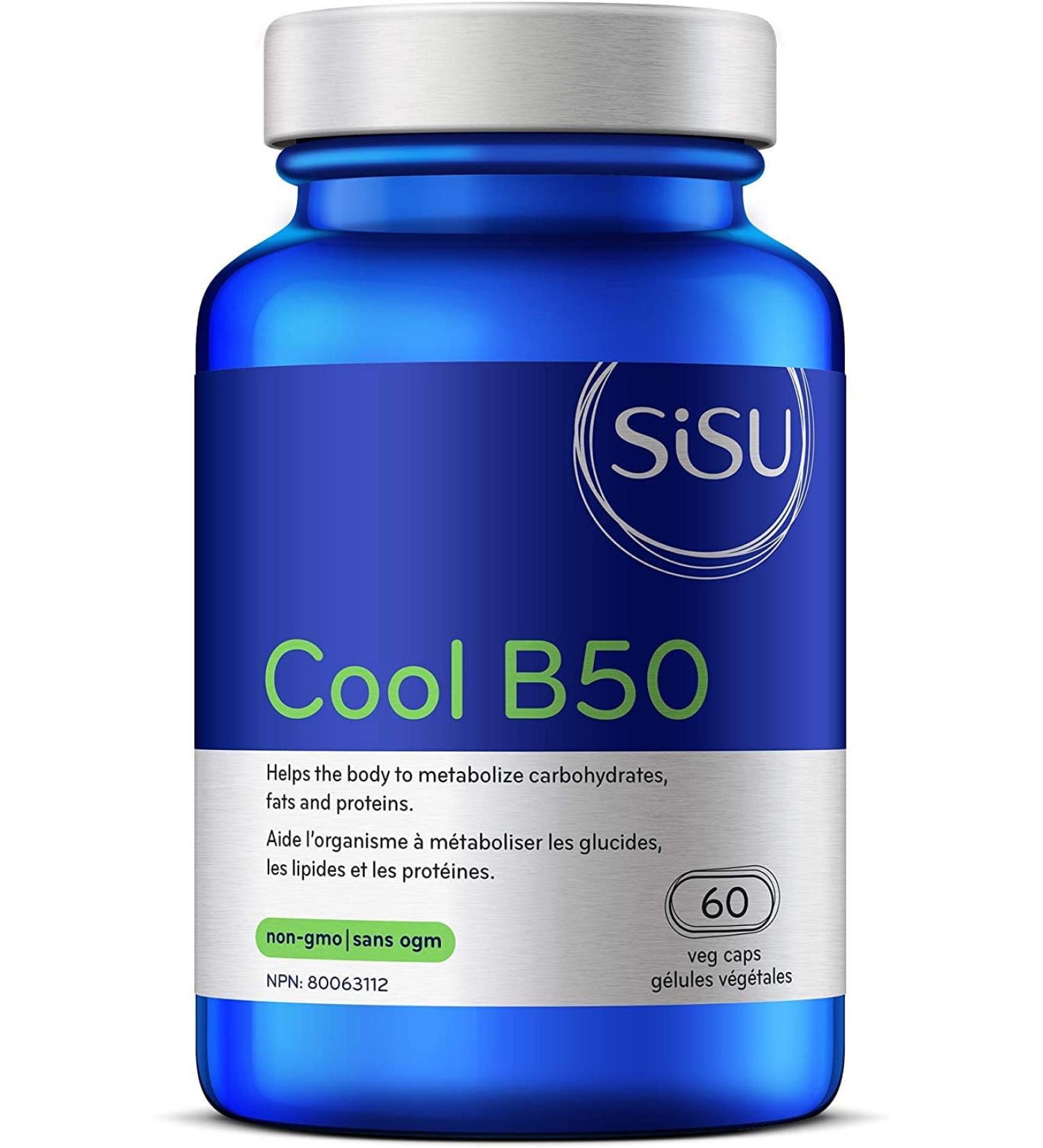 Sisu Cool B50 60 Vegetable Caps - Complete B Complex with Biotin Choline and Inositol - Metabolism and Energy Support - Vegan Non-GMO Soy Gluten & Dairy Free - 60 Servings - Buy Online on GoSupps.com