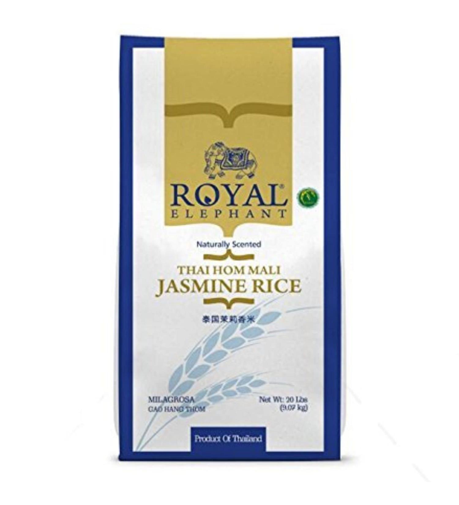 Royal Elephant Premium Thai Jasmine Rice 2lb - NON-GMO, Gluten-Free, Kosher & Cholesterol Free - Buy Online on GoSupps.com