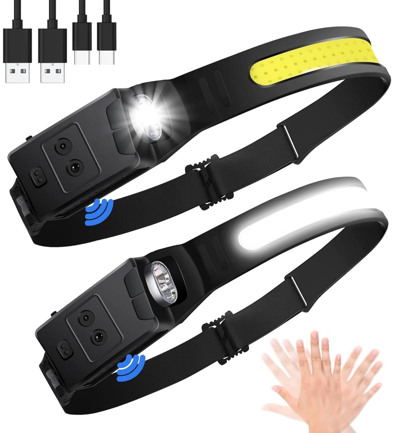 Hyted LED Rechargeable Headlamp - 2 Pack 230 Wide Angle Waterproof with Red Warning Light 6 Light Modes - Ideal for Jogging Fishing and Running - Buy Online on GoSupps.com