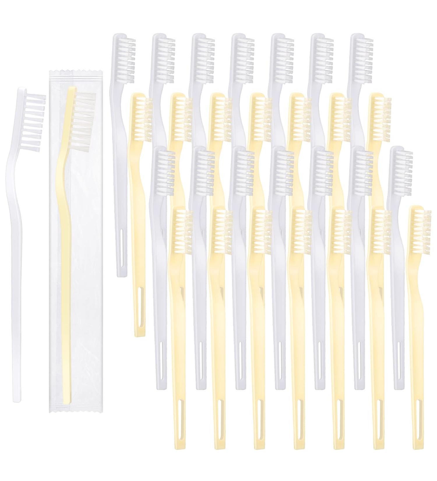 Gandeer 200 Pieces Disposable Toothbrushes - Individually Wrapped Bulk Manual Toothbrush Set for Travel - Adults & Kids - 2 Colors - Buy Online on GoSupps.com