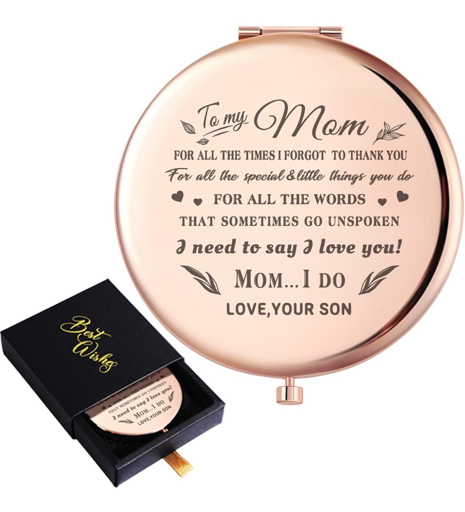 Wailozco 'To My Mom, I Love You' Rose Gold Compact Mirror - Unique & Meaningful Gifts for Mother's Day, Birthday, Christmas from Son - Buy Online on GoSupps.com