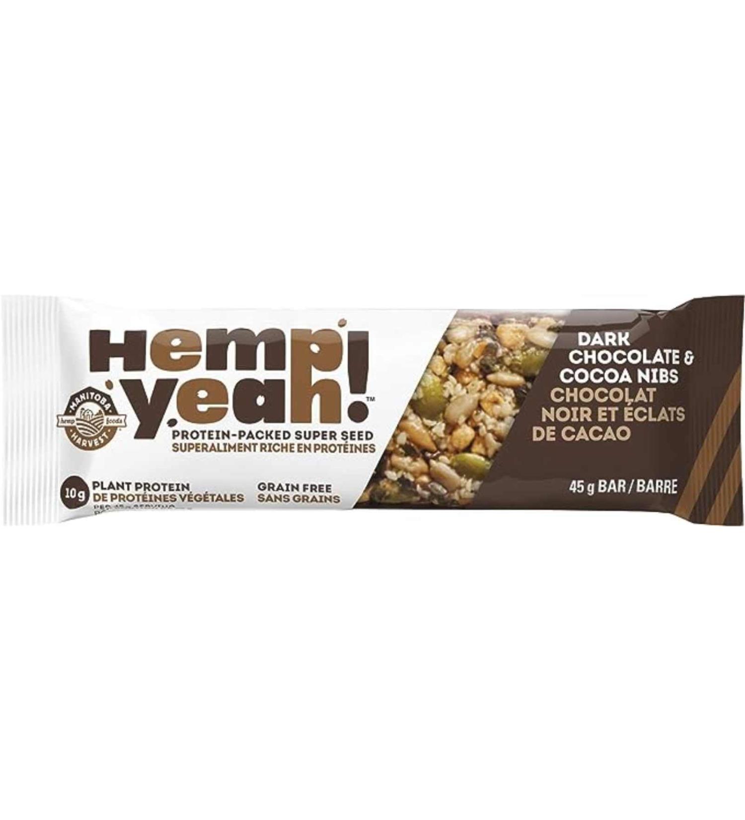 Manitoba Harvest Hemp Bar Dark Chocolate Cocoa Nibs 12x45g - Buy Online on GoSupps.com