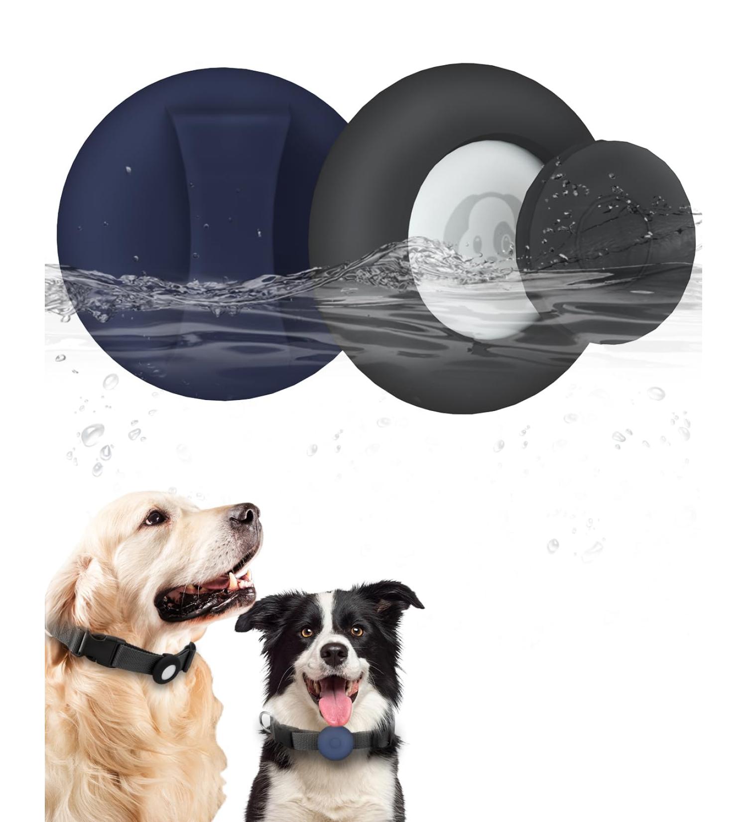 Simplethings Waterproof Airtag Dog Collar - Anti-Loss Silicone Holder for Dogs & Cats | Compatible with Apple Airtag GPS Tracker - Black & Midnight Blue M-22mm - Buy Online on GoSupps.com