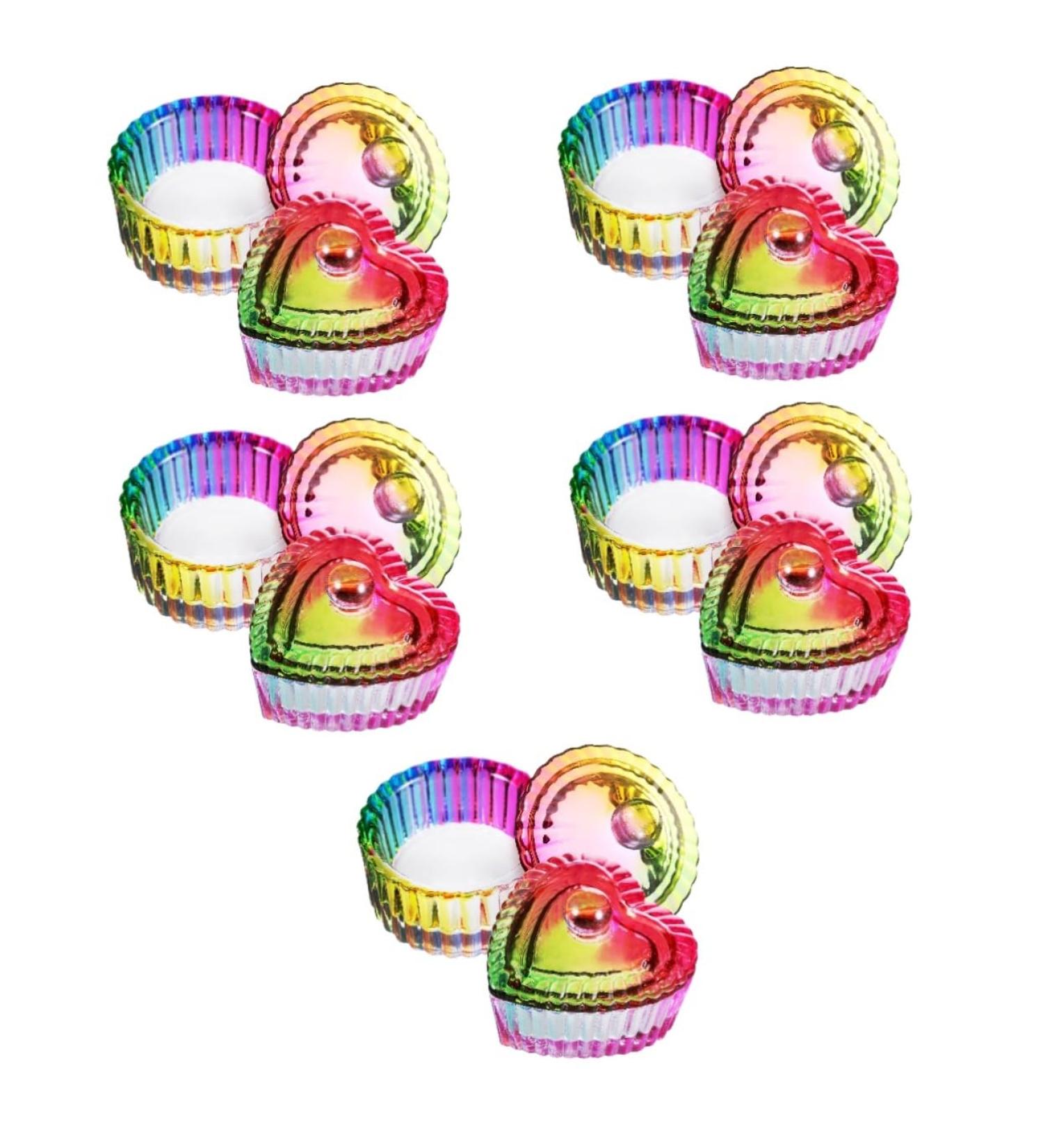 FOMIYES 10 Pcs colorful crystal cup stained containers shot glass with lid acrylic nails Rainbow Glass Crystal Acrylic glass bowls with lids glassware dappen dish with lid - Buy Online on GoSupps.com
