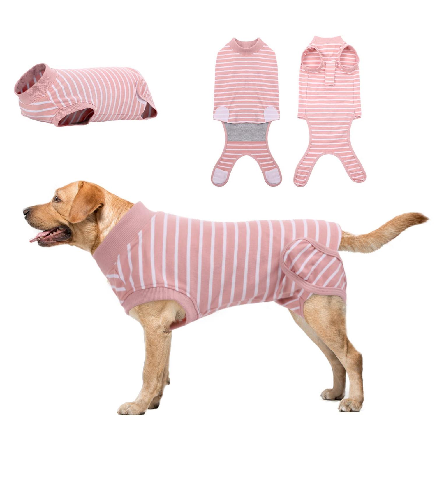 Breathable Post-Surgery Dog Body Suit - Hjumarayan XXL Pink Striped Castration Recovery for Small & Medium Dogs - Buy Online on GoSupps.com