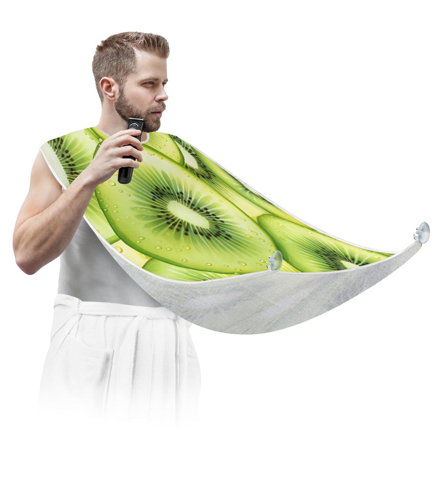 Kiwi Fruit Beard Bib Apron | Beard Hair Catcher for Men | Perfect Father's Day & Anniversary Gift | Includes 2 Suction Cups - Buy Online on GoSupps.com