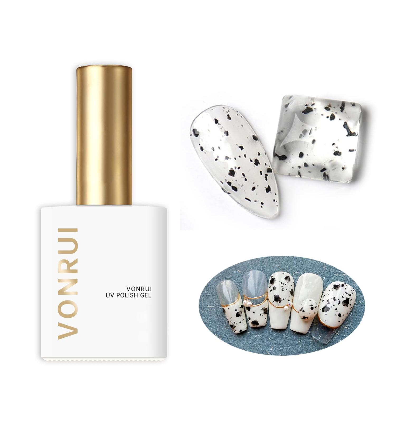 Vonrui Black Glitter Gel Nail Polish Eggshell Effect Black Gel Nail Polish Vonrui Clear UV Nail Gel Polish DIY Nail Art Design - Buy Online on GoSupps.com