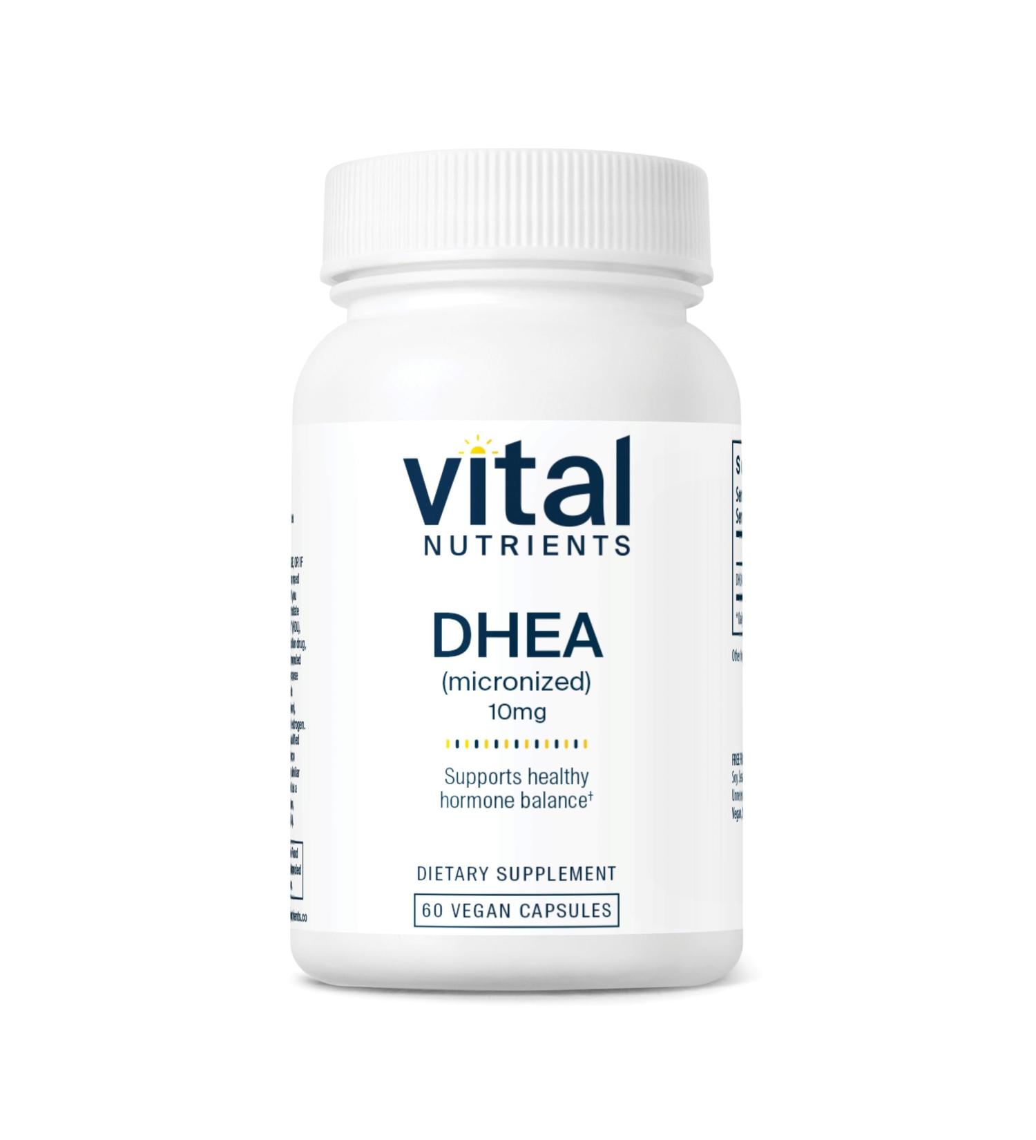 Vital Nutrients DHEA 10mg | Vegan Hormone Balance Supplement | Supports Healthy Metabolism | Gluten Dairy Soy Free | 60 Capsules - Buy Online on GoSupps.com