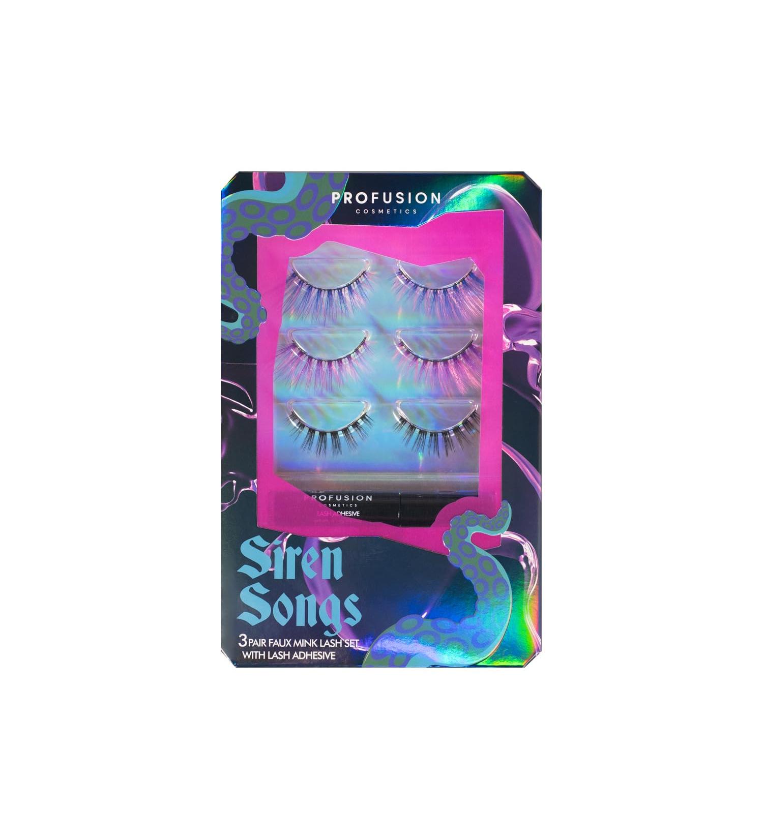 Profusion Cosmetics Sea Witch 3 Pair Faux Mink False Eyelashes Set Luxurious Hand Made Wispy Lashes for Mesmerizing and Stunning Eye Looks Unleash Mystical Beauty that Captivates from Day to Night