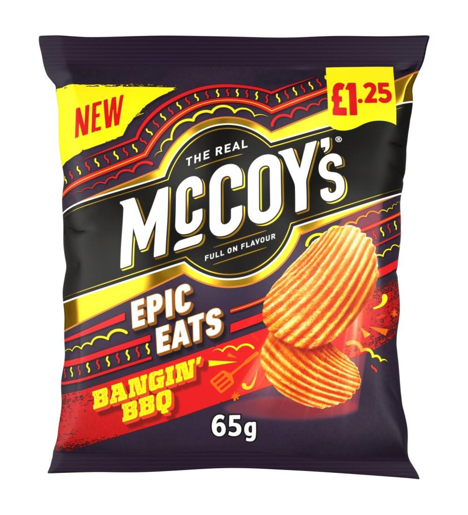 McCoy's Epic Eats Bangin' BBQ Sharing Crisps Snacks 20 x 65g PMP Bags