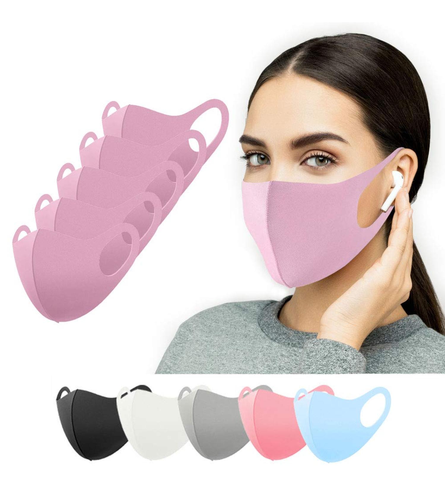 5-Pack Pink Fabric Face Masks for Adults & Teens Washable Comfortable Everyday Mouth Protection - Buy Online on GoSupps.com