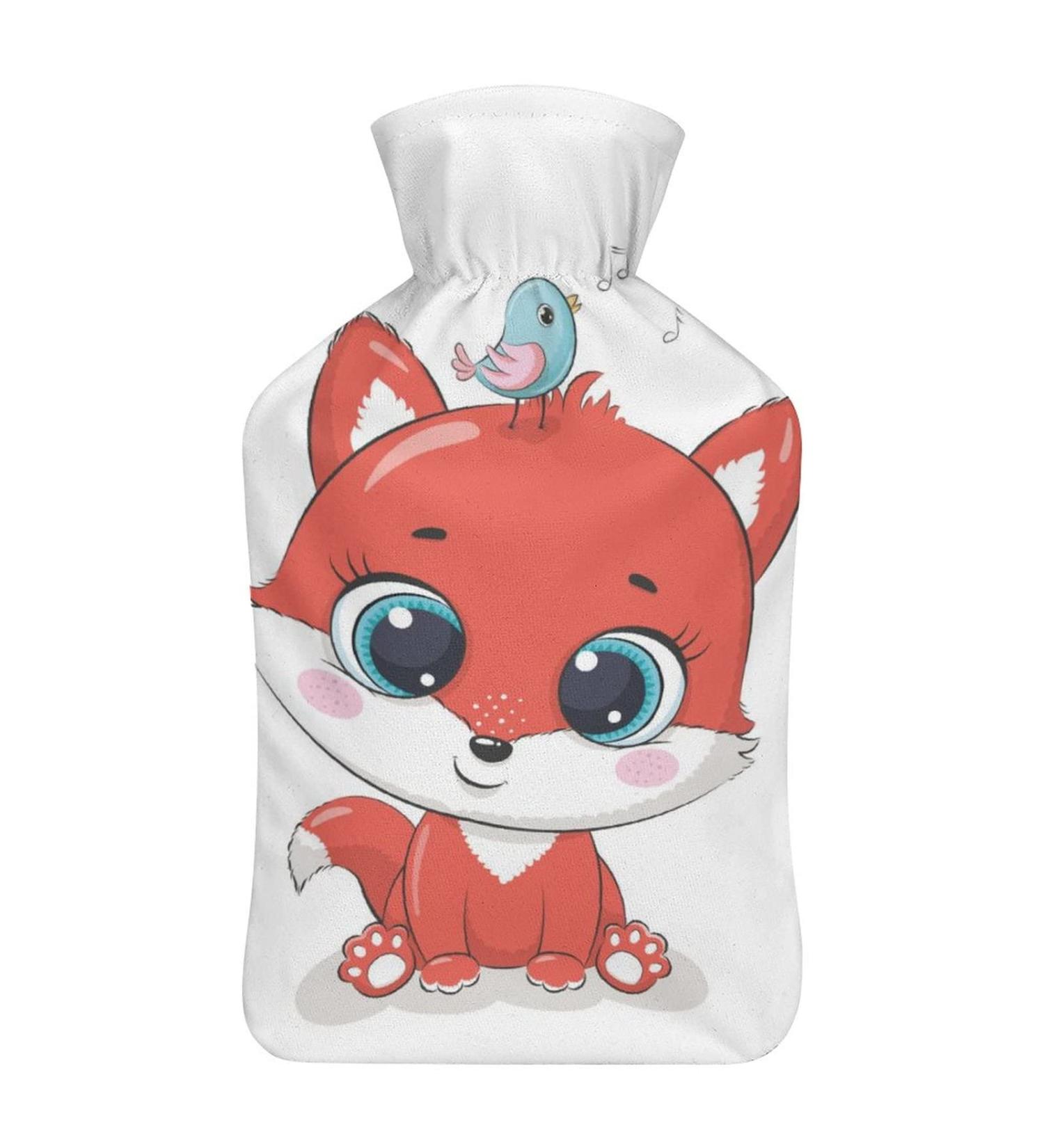Fox Bird Hot Water Bottle with Plush Cover - Hand Warmer for Adults & Children | 26.5x15.3cm | International Shipping - Buy Online on GoSupps.com