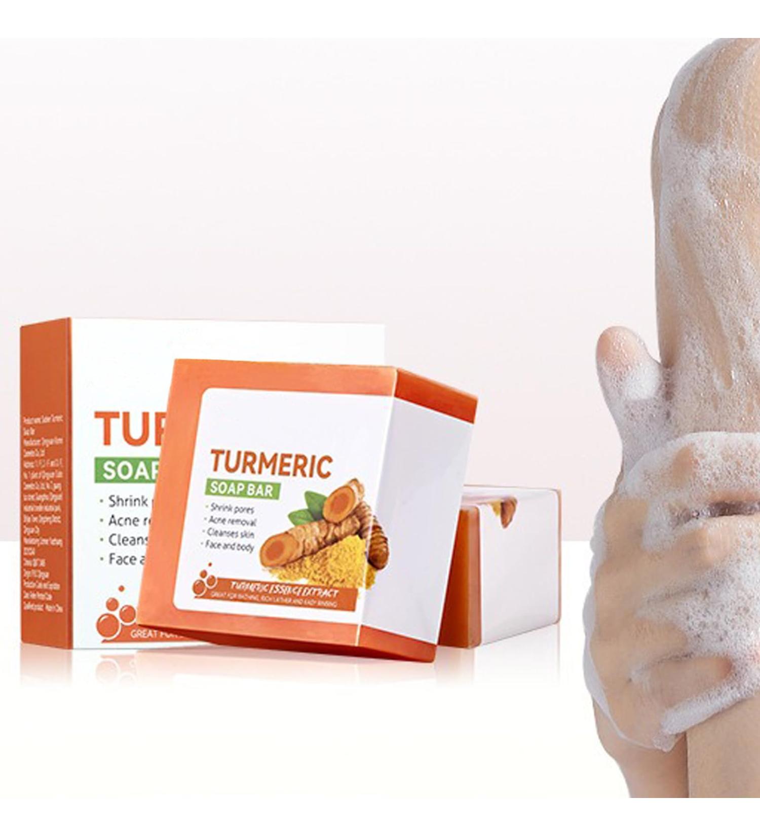 Turmeric Soap Bar Pure Turmeric Soap For Face & Body Gentle Moisturizing Nature Soap for Acne Dark Spots Hyperpigmentation Deep Cleansing Firming Smooth Skin Soap Bar (100g) - Buy Online on GoSupps.com
