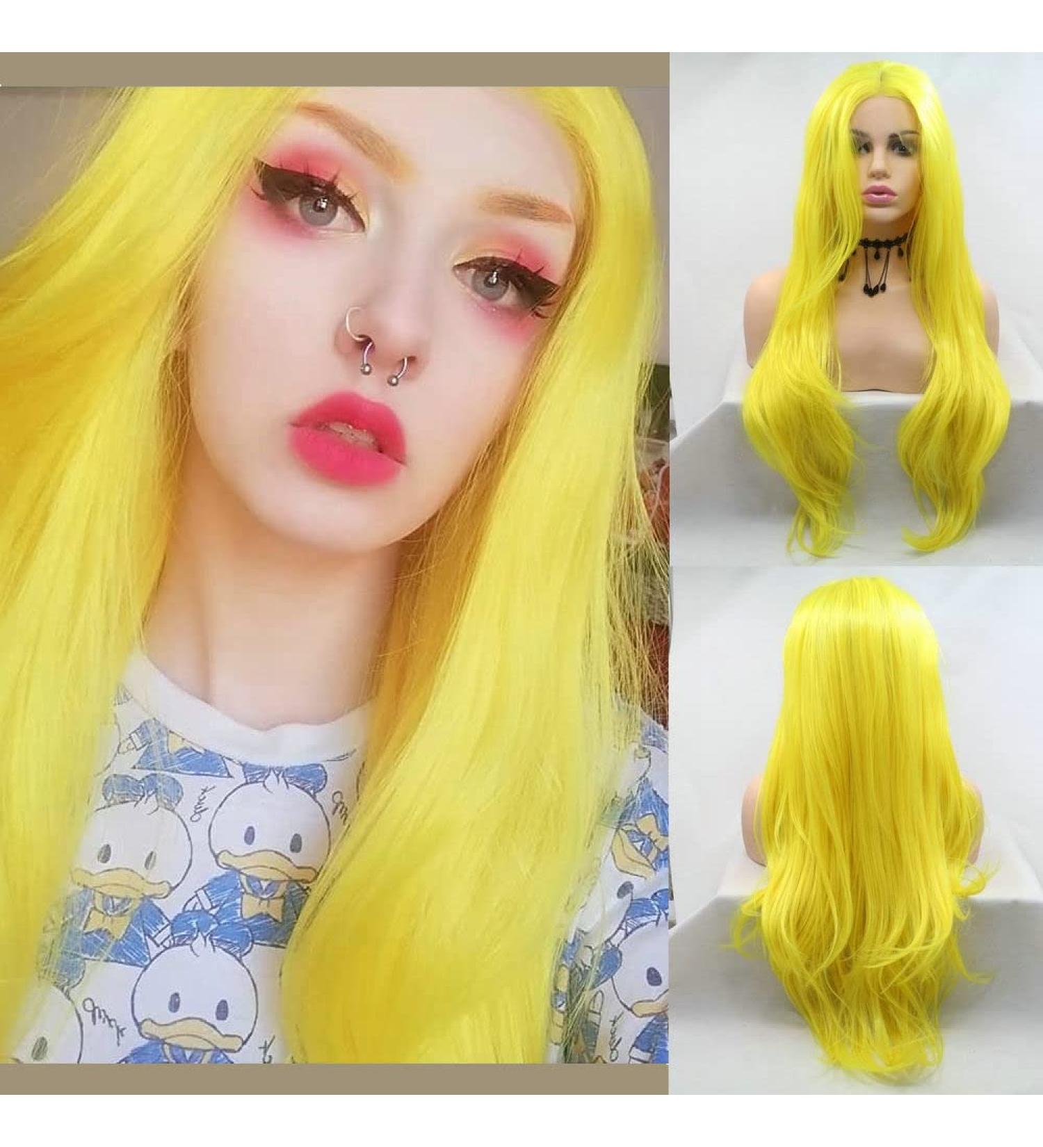 Light Yellow Long Natural Straight Synthetic Wig - Heat-Resistant Lace Front for Cosplay & Daily Wear (61cm) - Buy Online on GoSupps.com