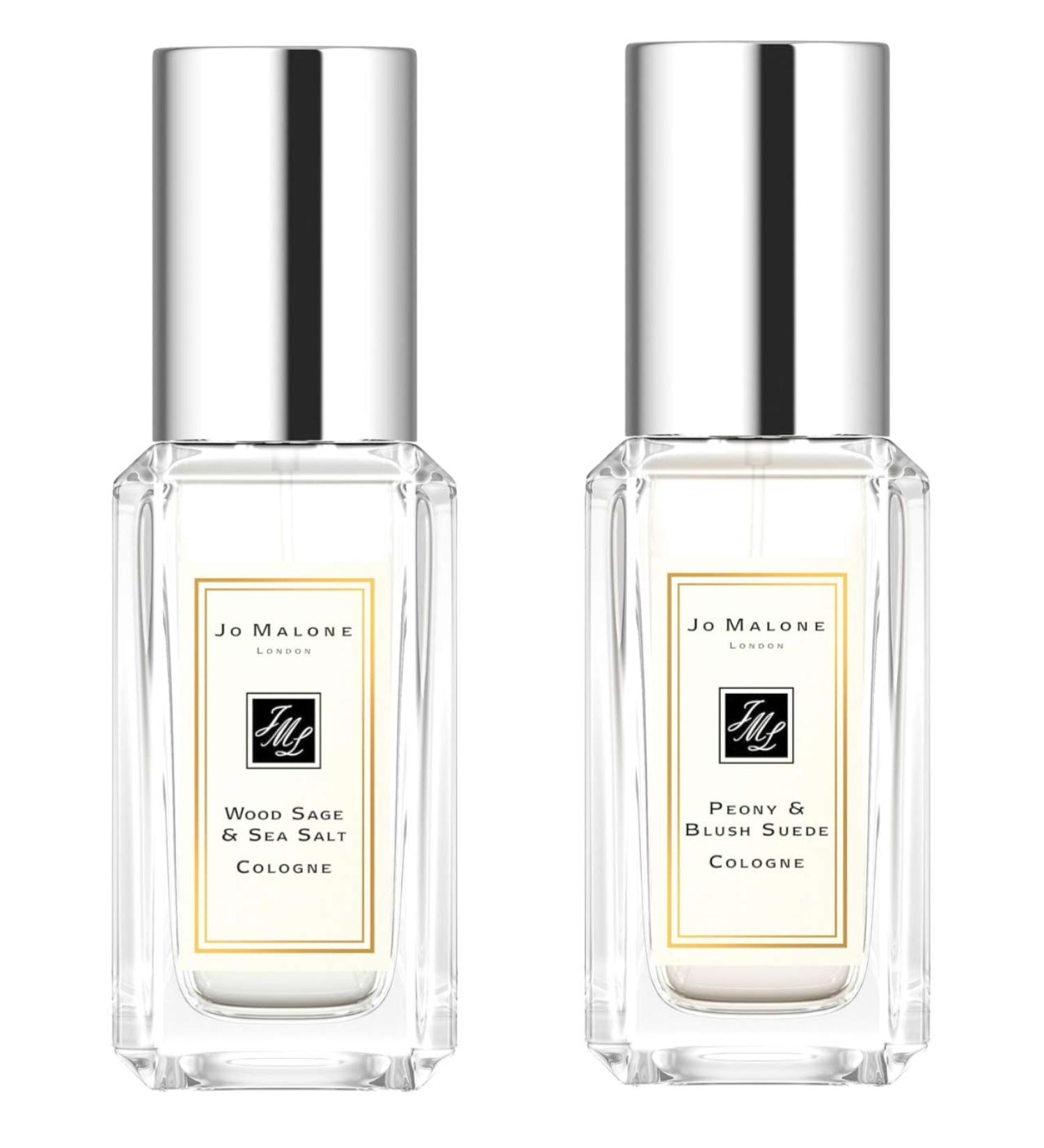 Jo Malone Wood Sage & Sea Salt Peony & Blush suede duo. Mini Travel size .3oz / 9ml each.