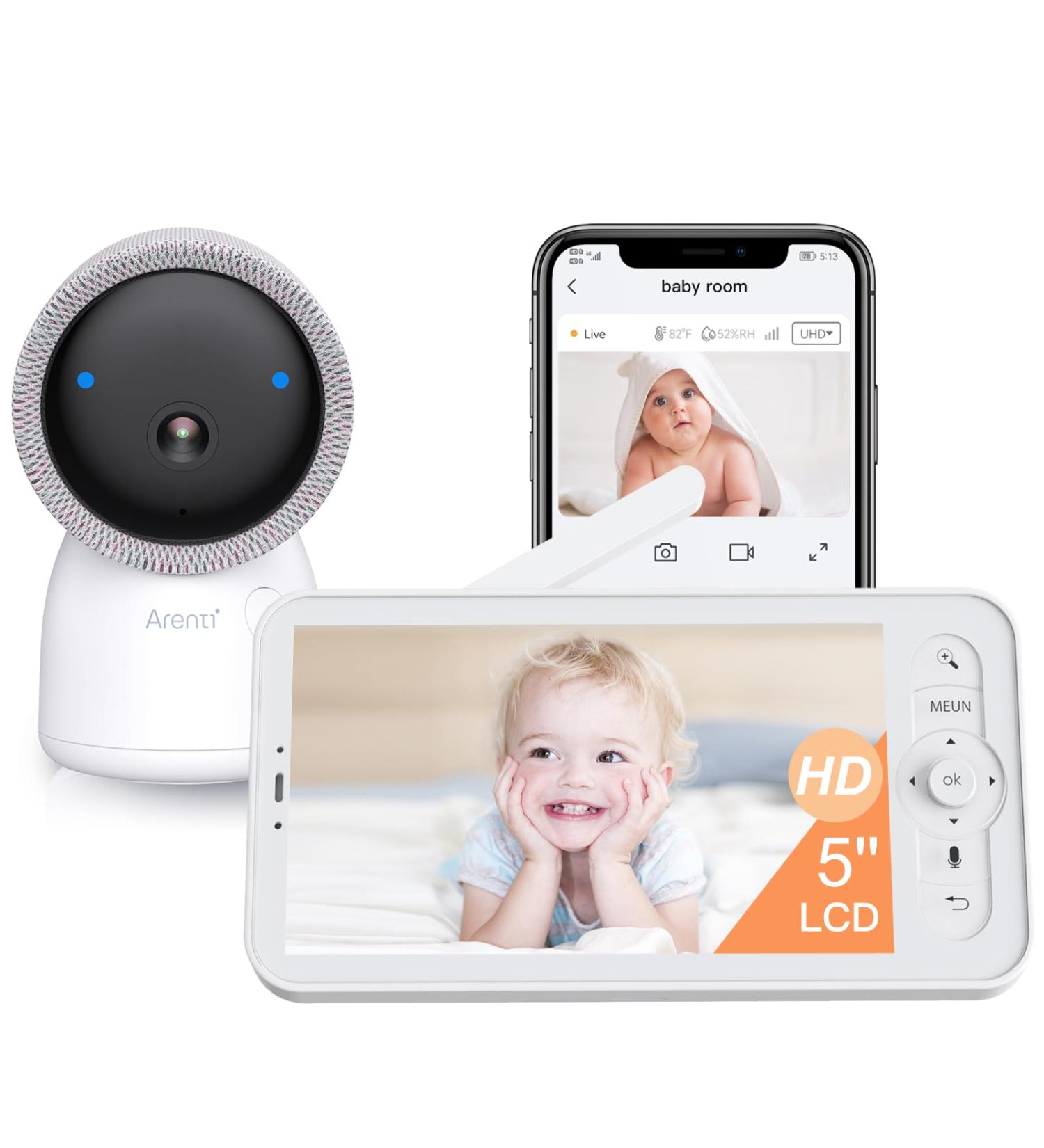 Arenti 2K/3MP Baby Monitor with Camera - 5 WiFi Video PTZ 355 Night Vision Lullabies & Mobile App Control - Ideal International Shipping - Buy Online on GoSupps.com