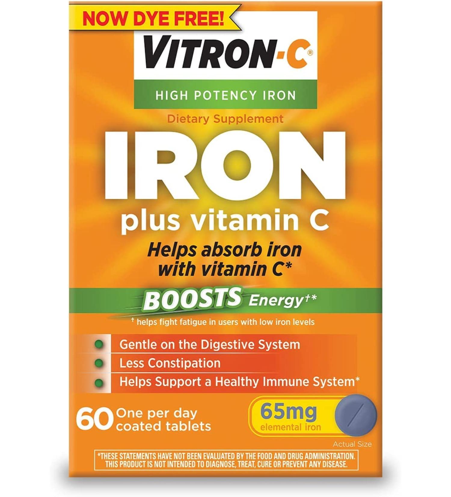 Vitron-C High Potency Iron Supplement Tablets - 60 Tablets - Buy Online on GoSupps.com