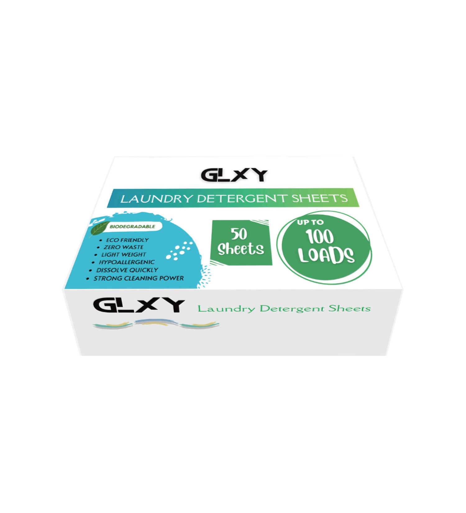 GLXY Laundry Detergent Sheets - 50 Biodegradable Eco-Friendly Sheets (Up to 100 Loads) | No Plastic International Shipping Available - Buy Online on GoSupps.com