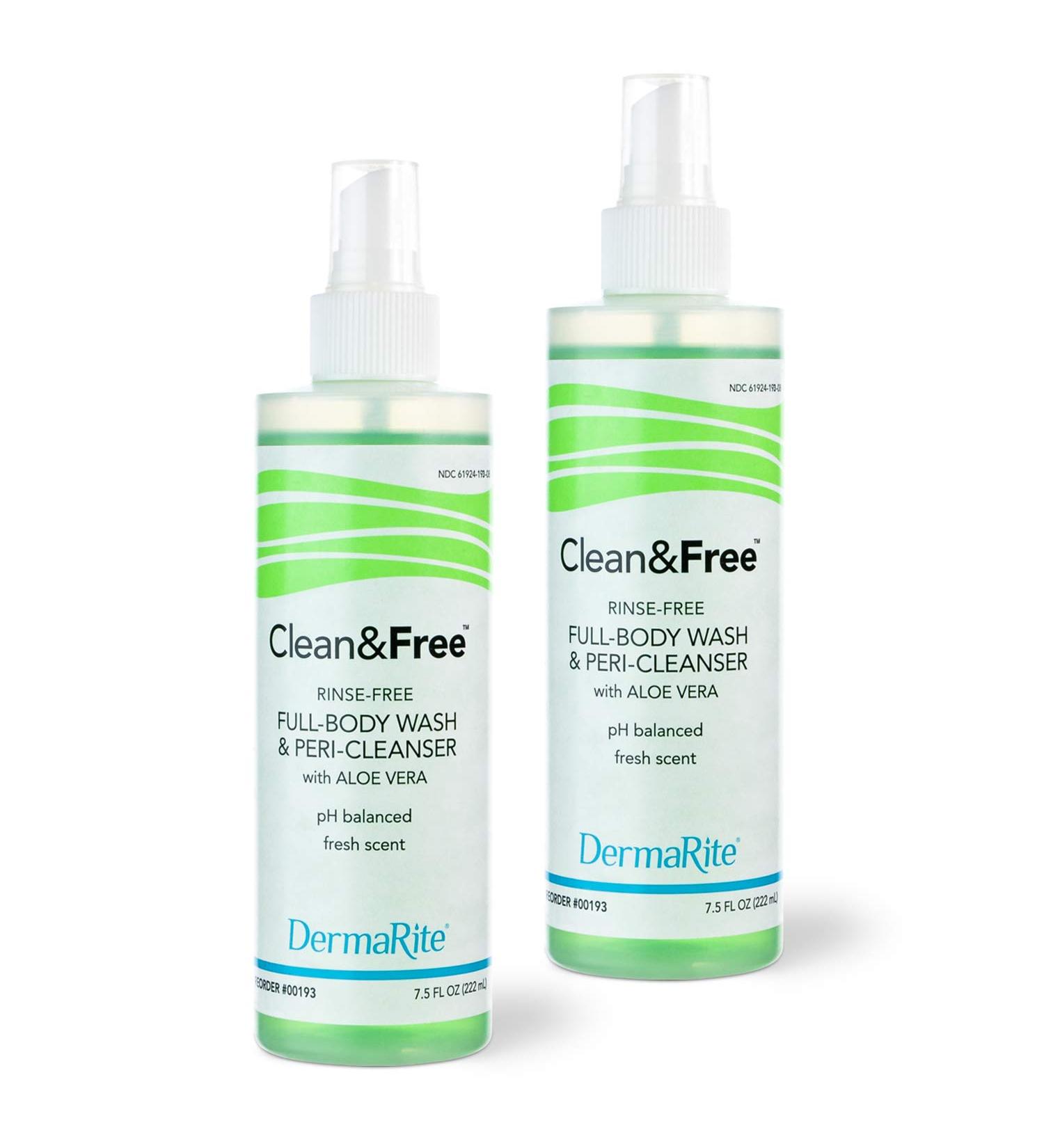 DermaRite Clean & Free Rinse Free Body Wash 2 Pack - 7.5 oz Full Body Shampoo & Cleanser with Shea Butter - Gentle Cleansing & Moisturizing Formula - Buy Online on GoSupps.com