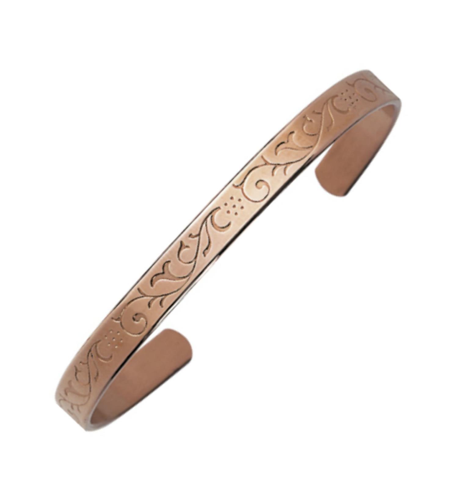 Arthriton Patterned Pure Copper Bracelet 6.75mm Wide - SM Fits Wrist Up to 19cm