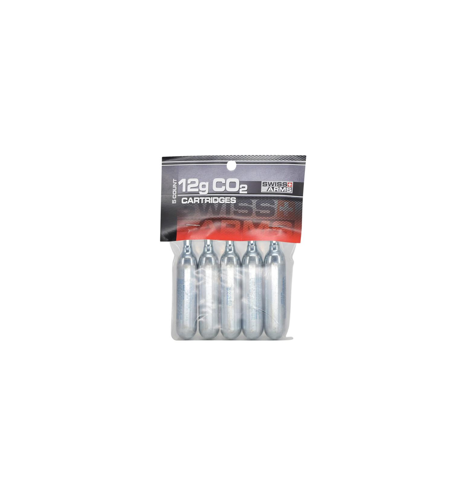 Swiss Arms 12gm CO2 Cartridge (5-Pack) - Black | High-Quality Airgun Accessories - Buy Online on GoSupps.com