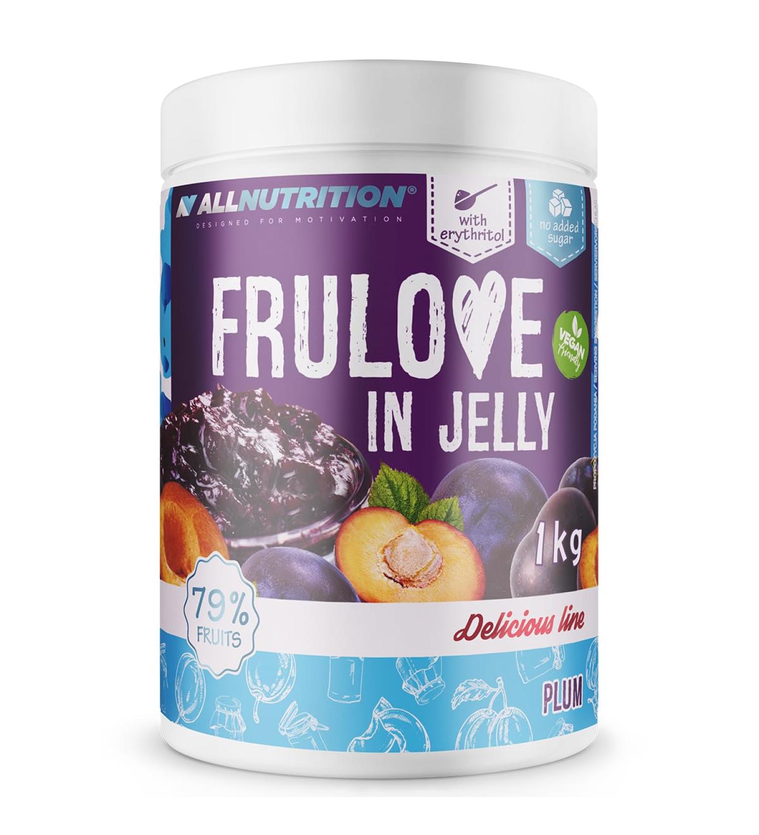 ALLNUTRITION Frulove In Jelly Plum - 80% Fruits - Sugar Free Jelly Jam - Gluten Free - Healthy Snack - Low Calorie Treats - Vegan - 1000g - Buy Online on GoSupps.com
