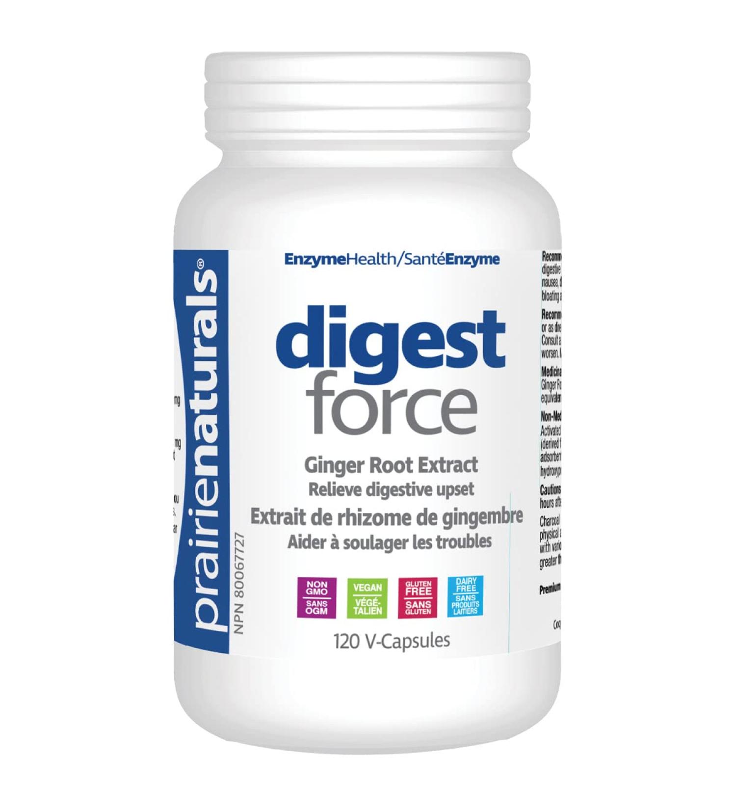 Prairie Naturals Digest force with ginger extract activated charcoal vcaps 120 Count (packaging may vary) Ginger 120 count (Pack of 1) - Buy Online on GoSupps.com