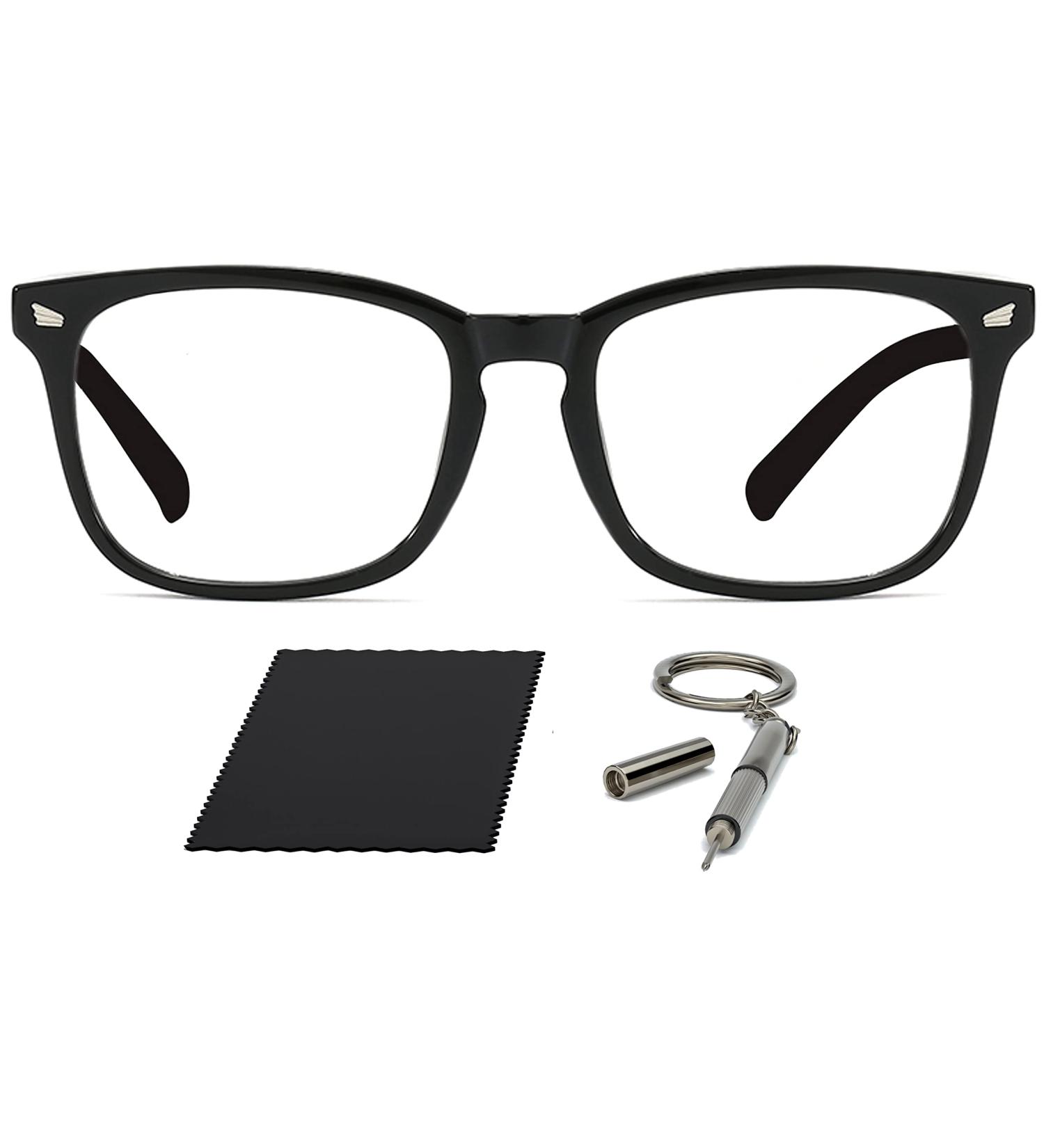 Riccardo Materossi Premium Blue Light Filter Glasses - Screen Masters Square Black Frames for Headache Relief & Better Sleep - International Shipping Available - Buy Online on GoSupps.com