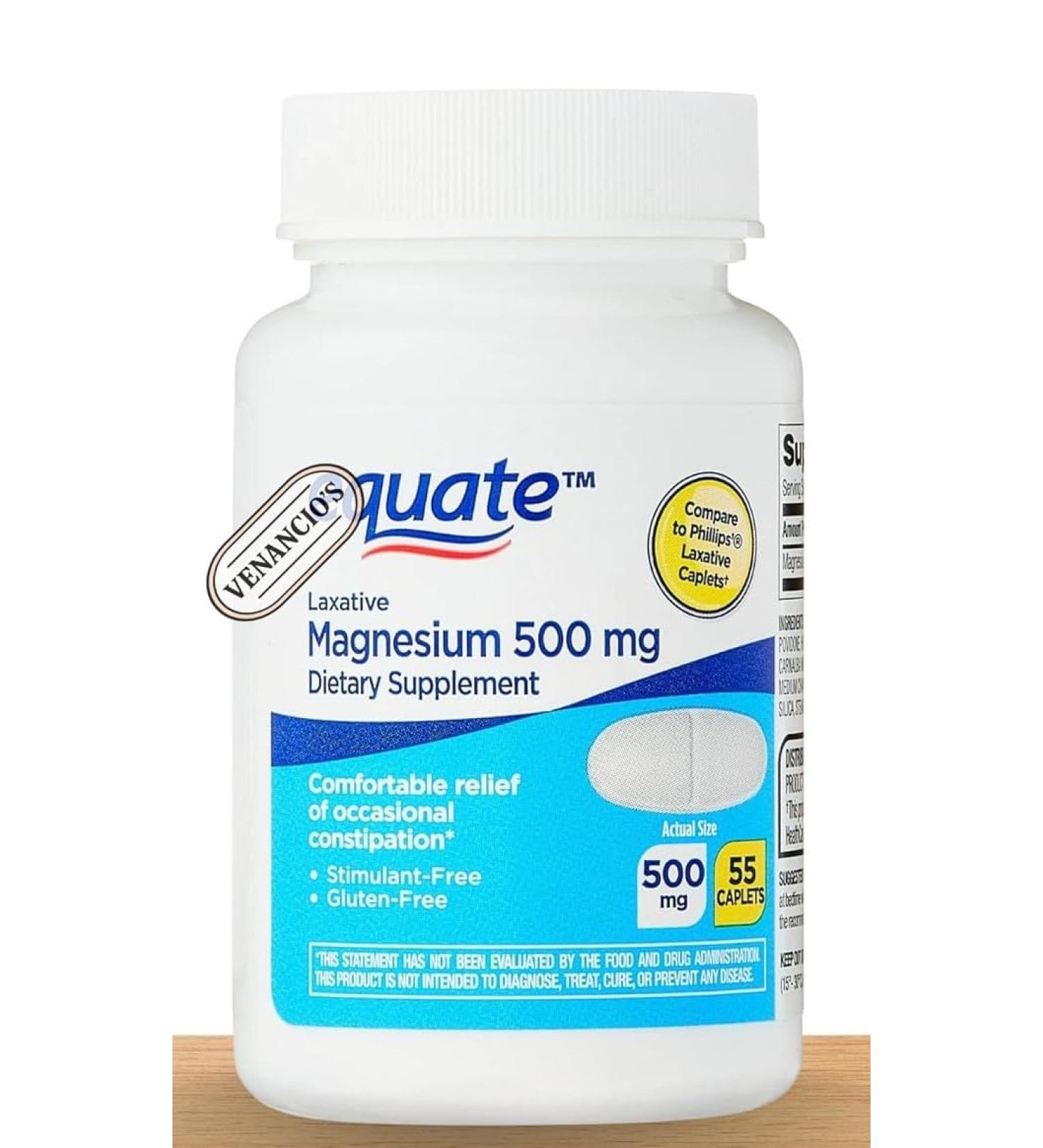 Magnesium Laxative Caplets Gentle Relief for Occasional Constipation Cramp & Stimulant Free 55 Count by Equate + Vsl Home (Pack of 1) - Buy Online on GoSupps.com