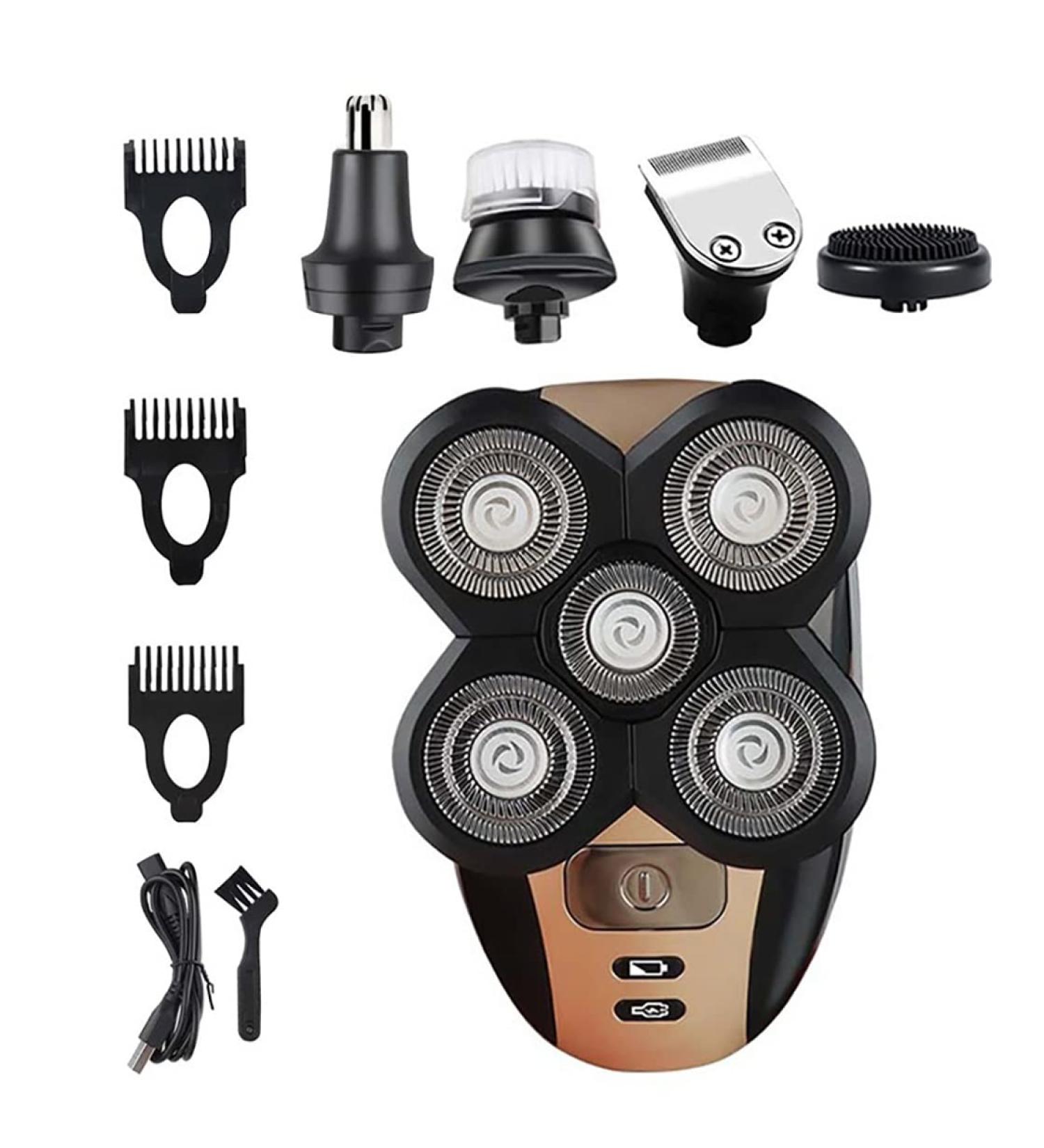 5-in-1 Head Shaver for Bald Men - Waterproof Electric Razor Rechargeable 4D Floating Head Nose & Body Hair Trimmer - Buy Online on GoSupps.com
