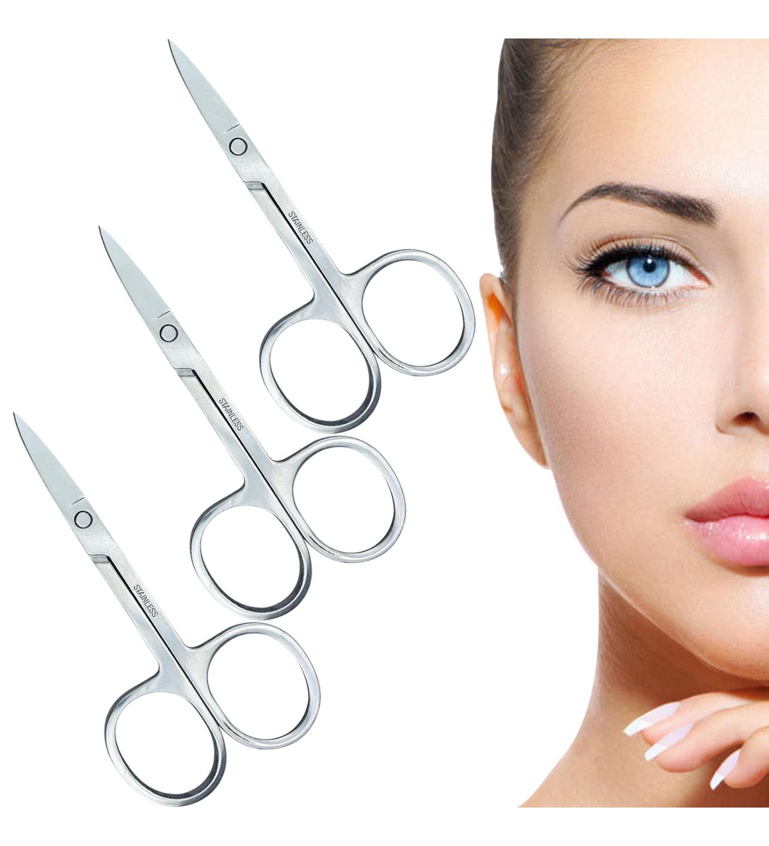3 Pcs Nail Scissors Professional Multi-Purpose Curved Blade Eyebrow Scissors Sharp Cuticle Scissors for Toenails Manicure Pedicure Cuticle Nose Hair Beard Eyebrows - Buy Online on GoSupps.com