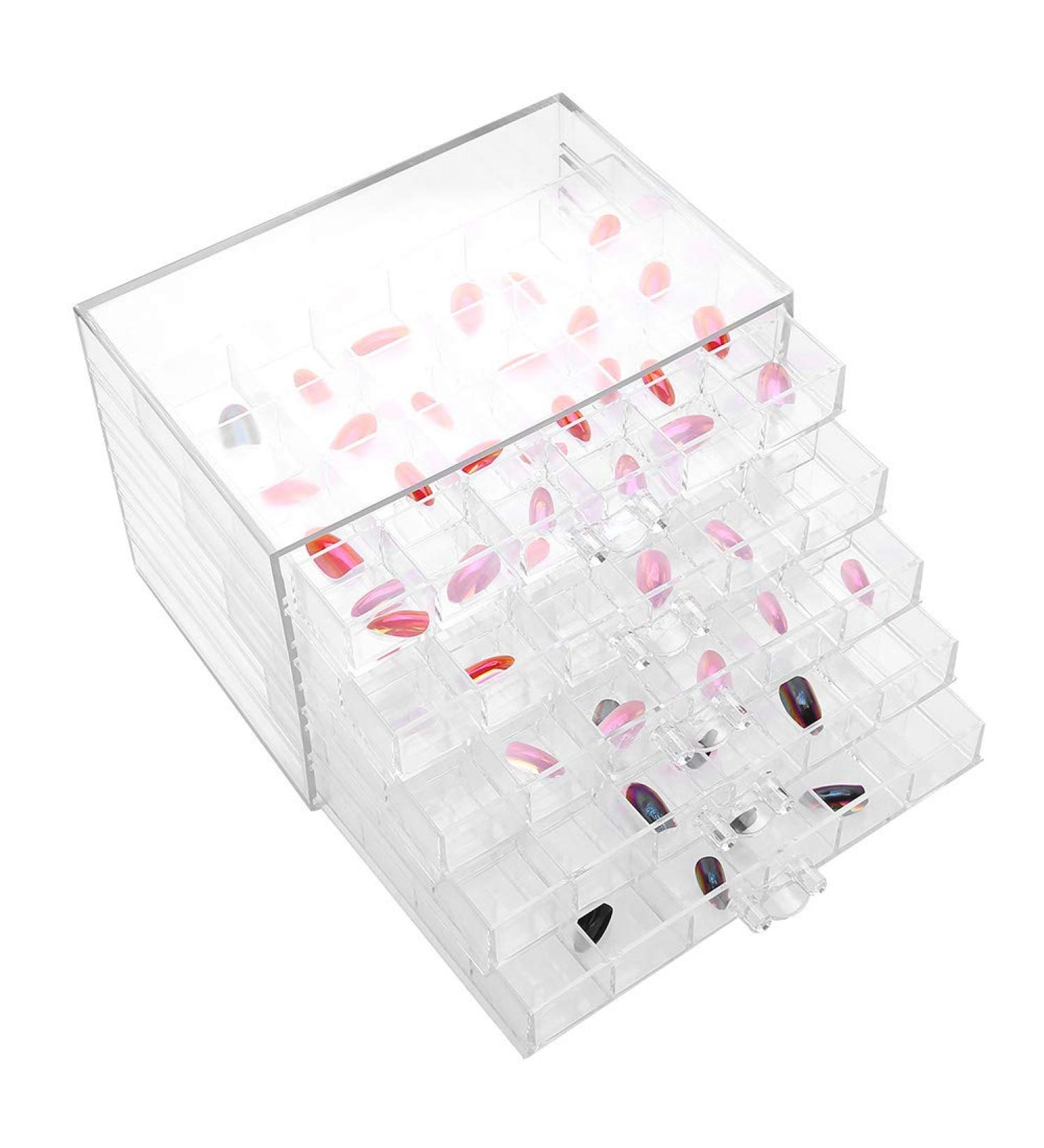 Uxsiya Transparent Storage Box for Nail Decoration - 120 Grilles Nail Art Organizer | Ideal Container for Various Nail Supplies - Buy Online on GoSupps.com