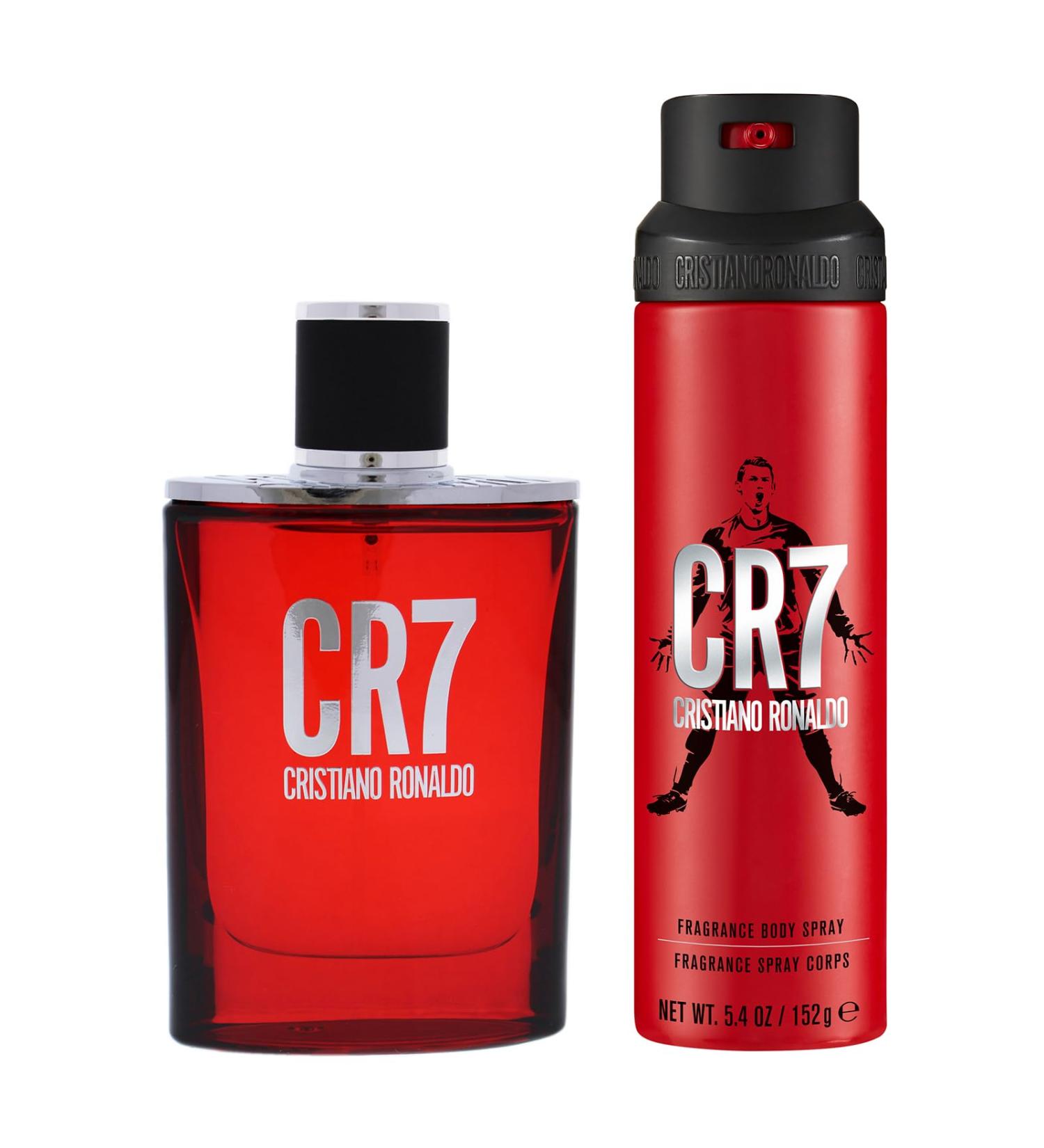 Cristiano Ronaldo CR7 EDT and Body Spray Mens Fragrance Set - Woody Musky Long Lasting Scent with Lavender Cardamom Tobacco and Cedar - 2 pc