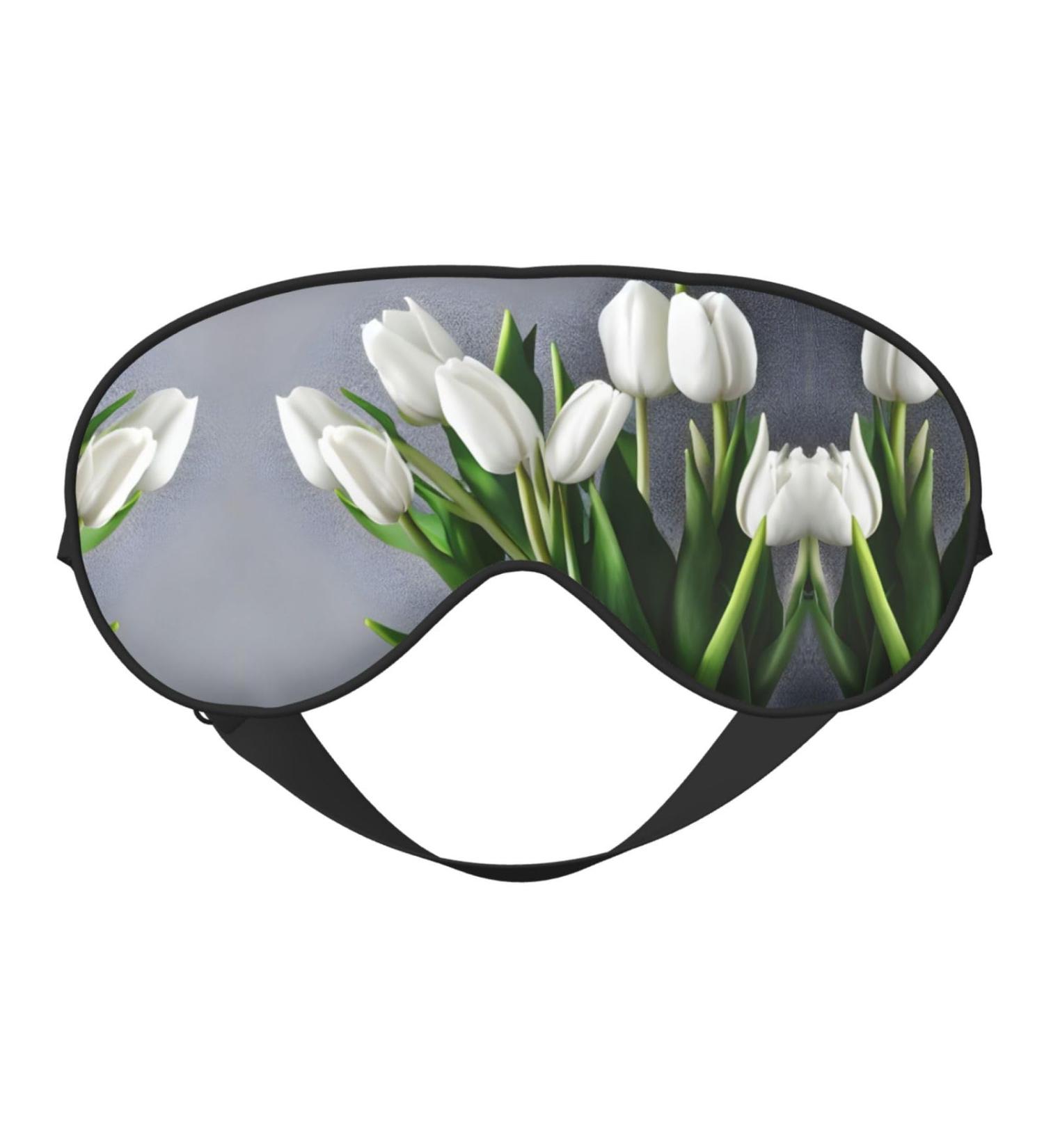 Buy White Tulips Double-Sided Sleep Eye Mask - Soft Comfort Blindfold with Adjustable Strap | Block Out Light - Buy Online on GoSupps.com