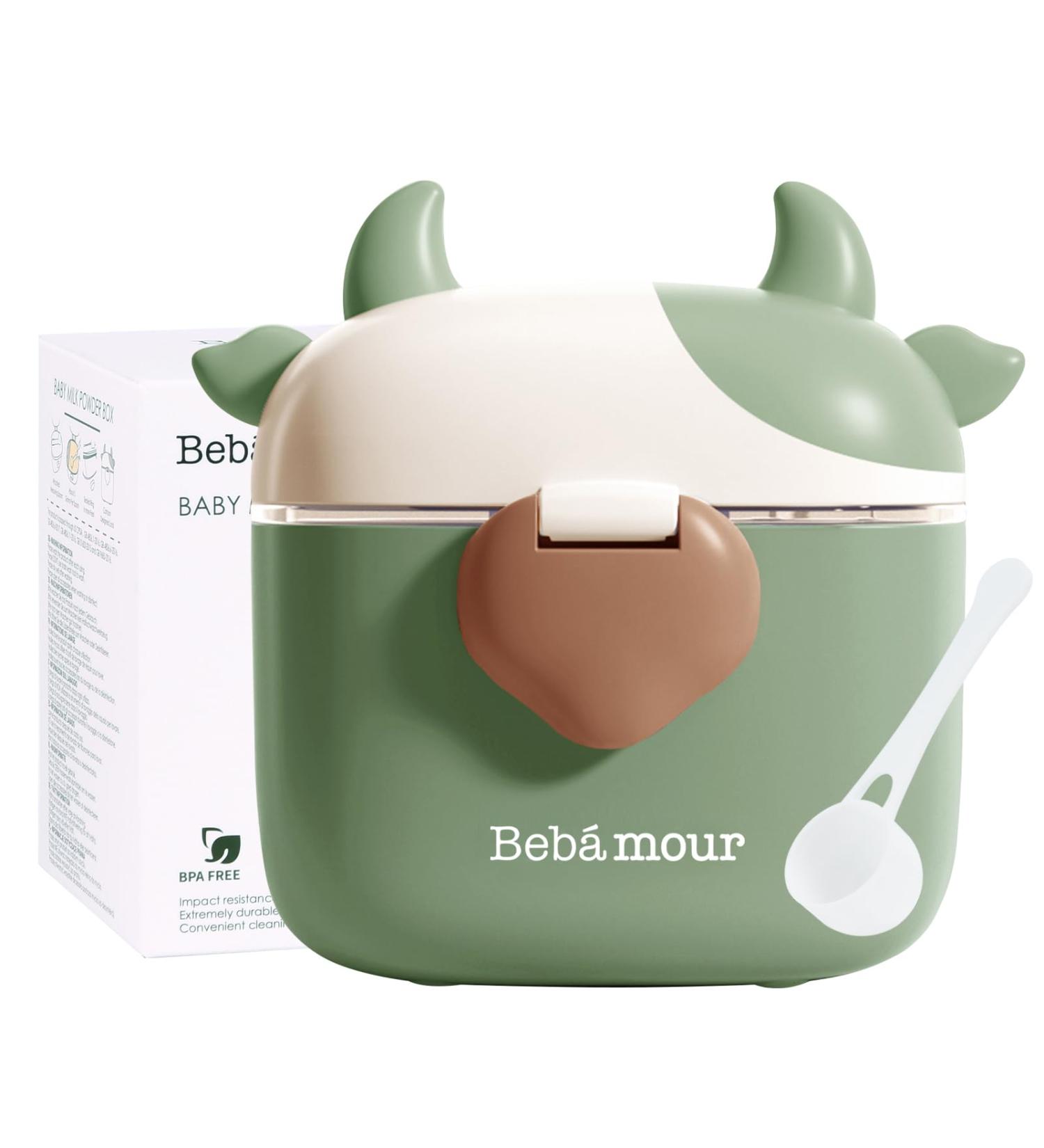 Bebamour Baby Milk Powder Dispenser Pot - Formula & Snack Container - 230g Milk Powder, 450ml - Green Cow - 01 Green - Buy Online on GoSupps.com