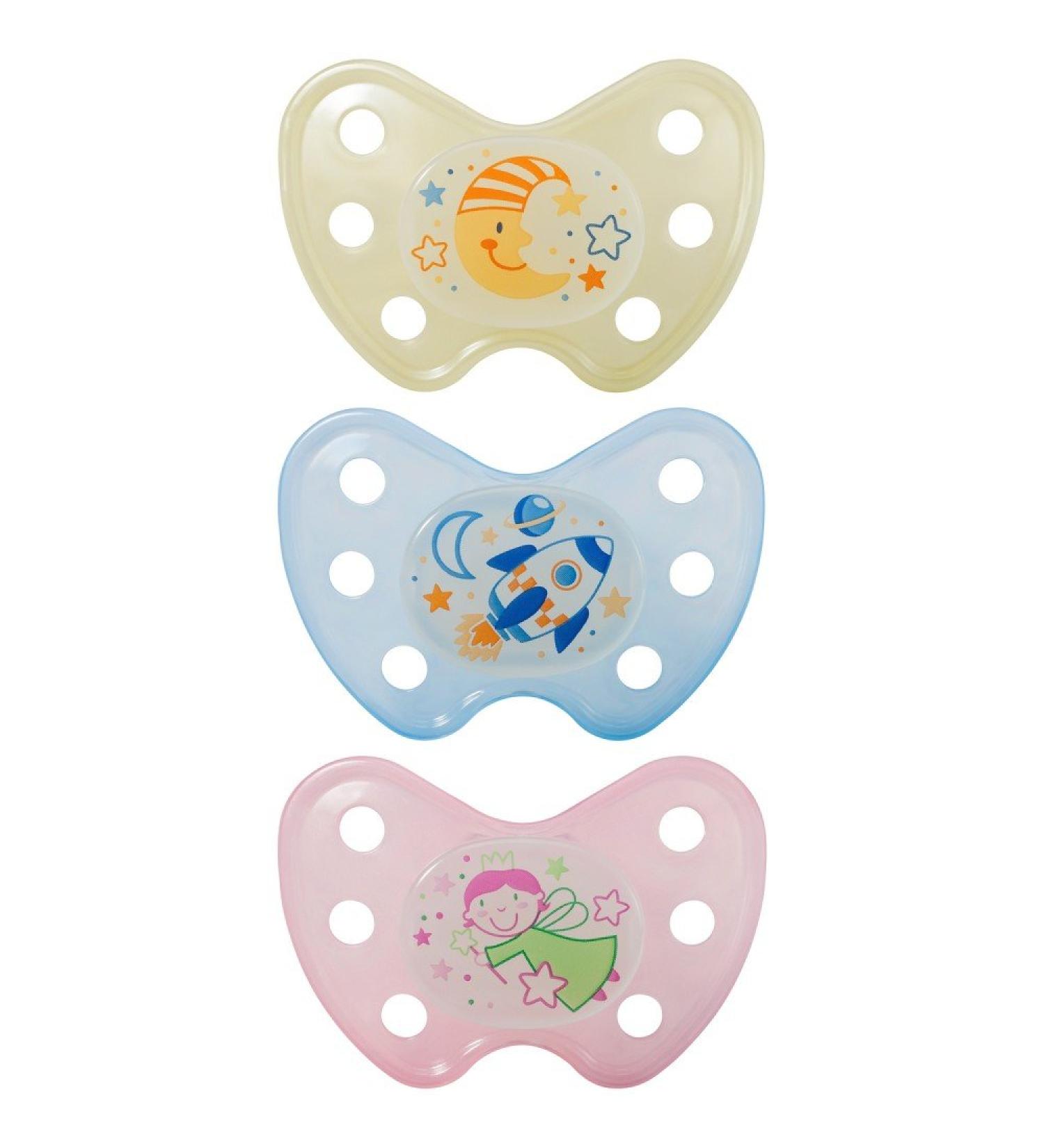 Buy Baby Nova Silicone Dentistar Night Pacifier - Glows in the Dark Size 2 for First Tooth - Luminous Baby Soother - Buy Online on GoSupps.com