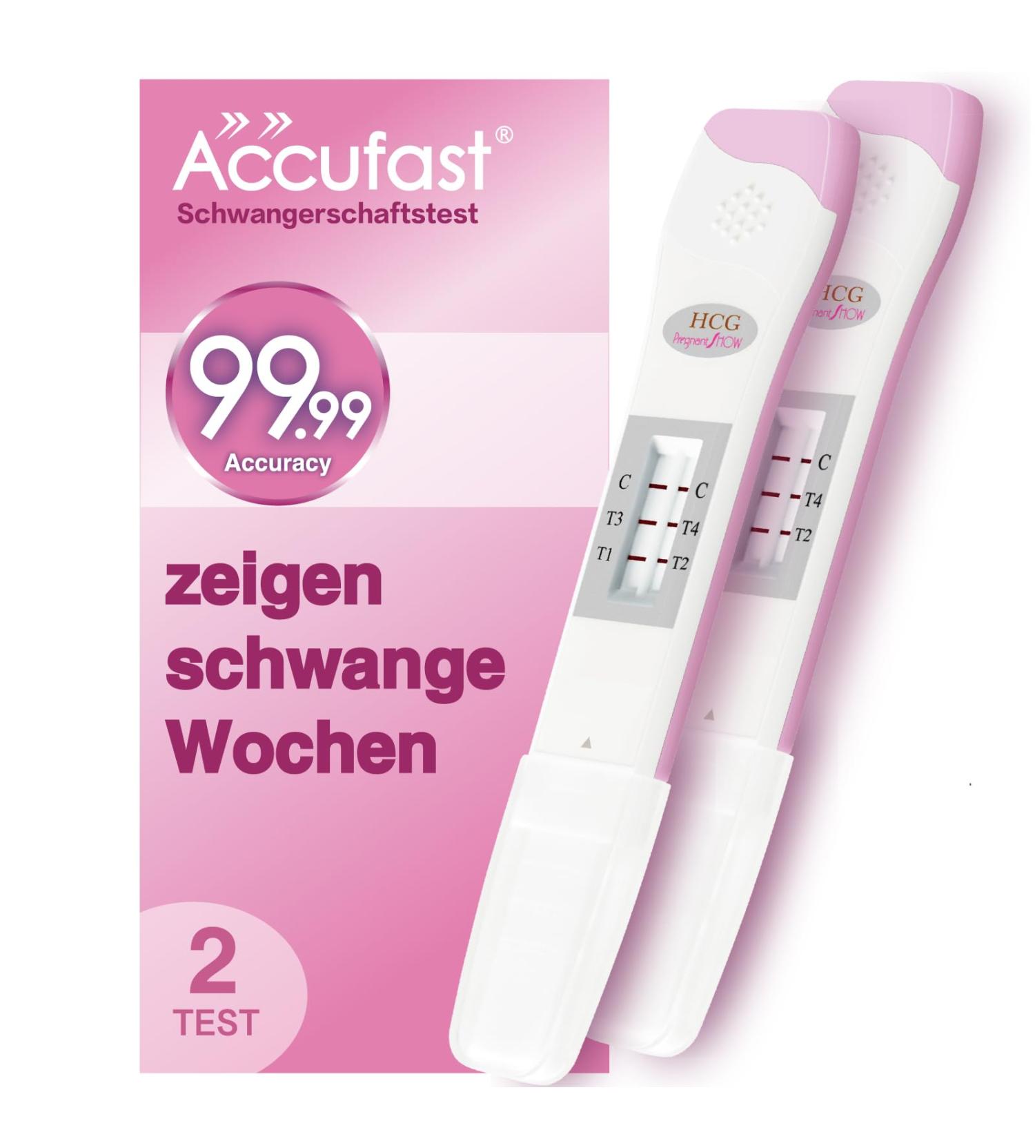 AccuFast Pregnancy Test - Early Detection HCG Urine Test (2 Tests) | 99.99% Accuracy & Weekly Determination for Pregnancy - Buy Online on GoSupps.com