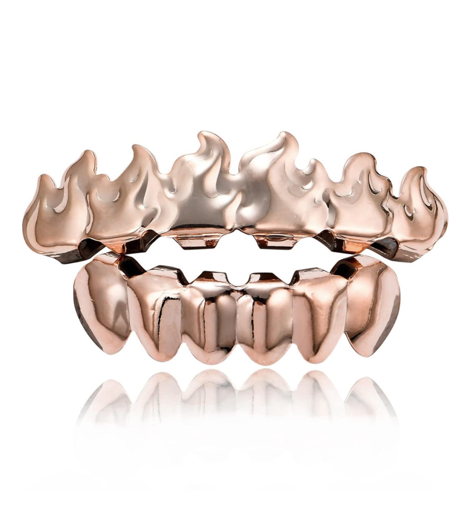 18 Real Gold electroplated Smooth Braces Trendy Fashion Artificial dentures Rose Gold (Braces) - Buy Online on GoSupps.com