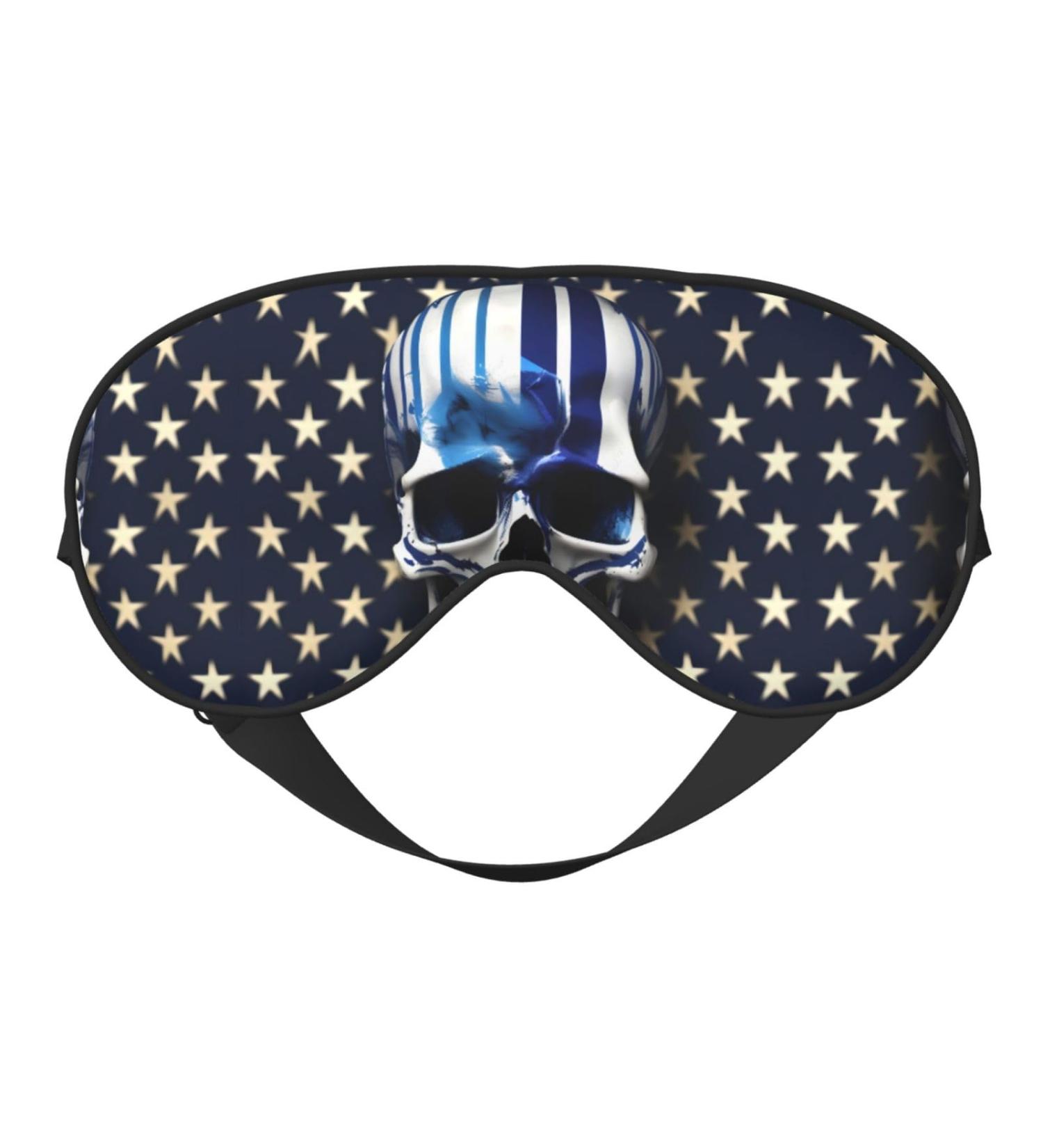 Blue Stripe Stars Skull Mask - Adjustable & Soft Blindfold for Deep Sleep Relaxation Travel & Meditation - Buy Online on GoSupps.com