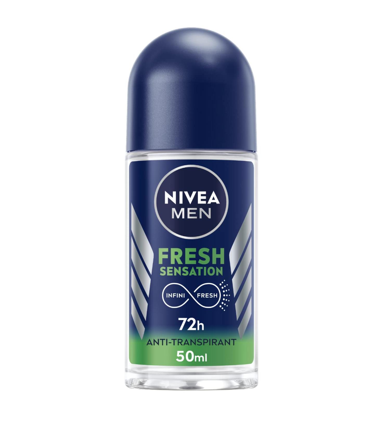 NIVEA MEN Fresh Sensation Roll-on Deodorant (1 x 50 ml) 72-hour freshness for men Long-lasting scented antiperspirant with unique INFINIFRESH formula - Buy Online on GoSupps.com