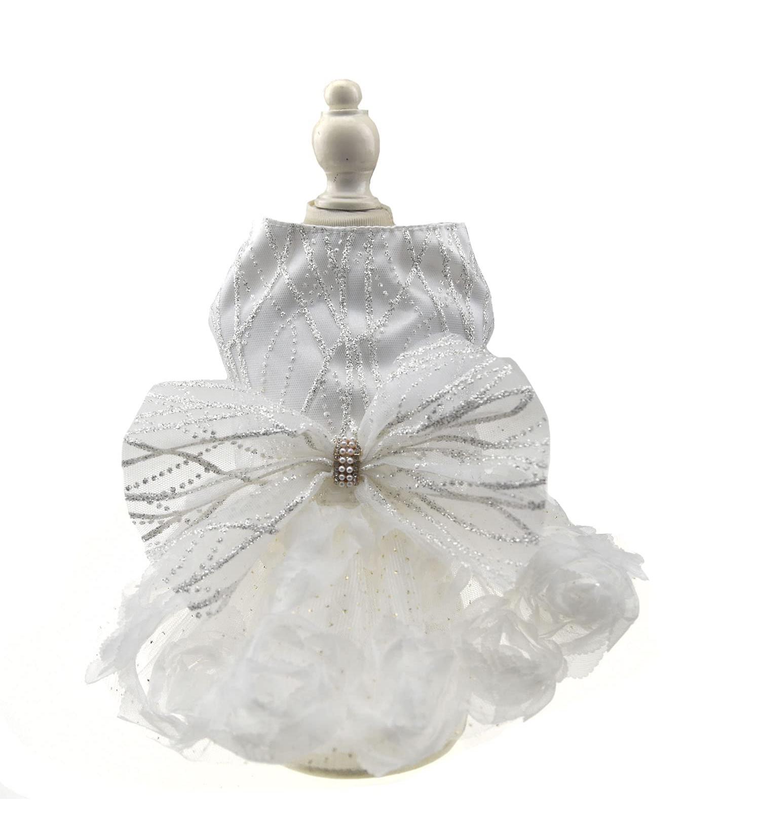 Fladorepet Luxury Dog Wedding Dress - White Rose Tutu for Small Dogs | XL Formal Party & Bridal Costume - Buy Online on GoSupps.com