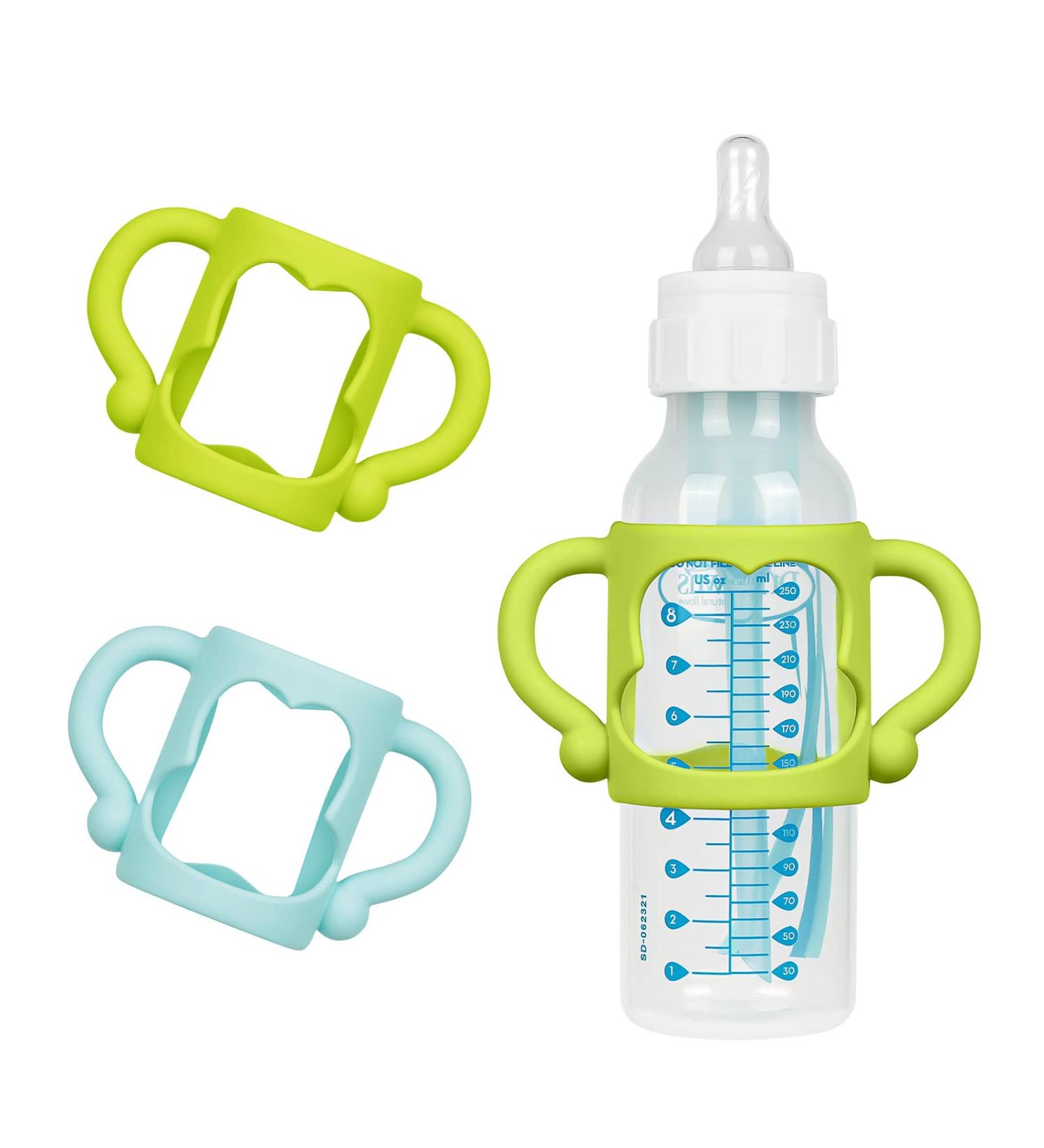Aolso Silicone Baby Bottle Handles - 2PCS Easy Grip Handles for 2.25 Baby Bottles - Blue/Green - Buy Online on GoSupps.com