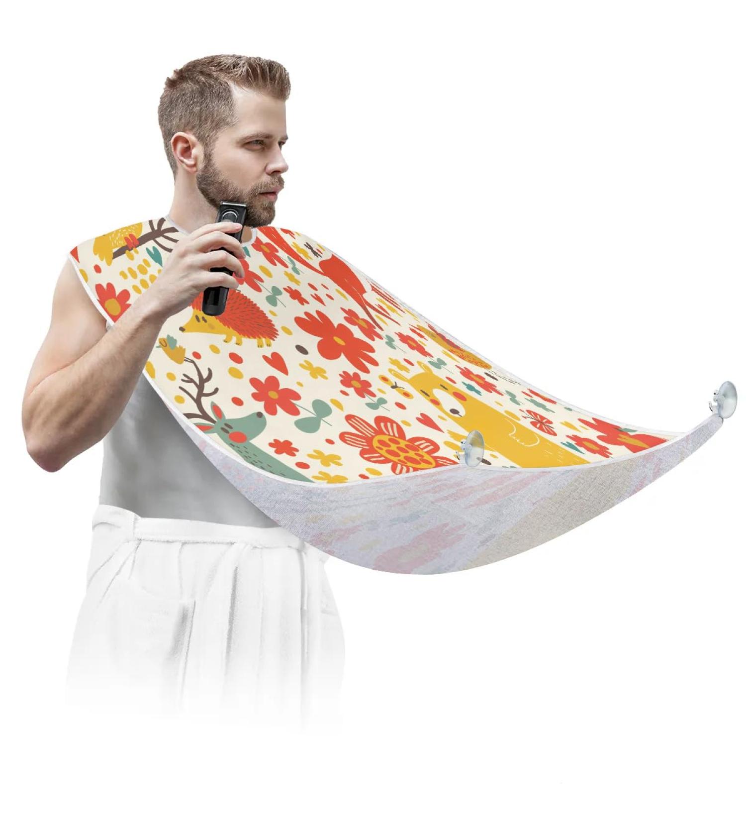 Lovely Animals Beard Bib Apron for Men - Non-Stick Waterproof Hair Catcher & Grooming Cape with Suction Cups | Perfect Gift for Shaving & Trimming - Buy Online on GoSupps.com