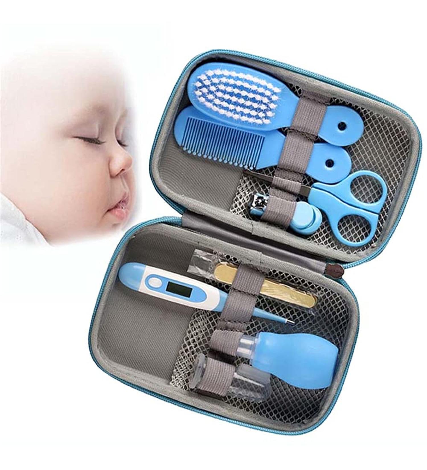 JasCherry 8 PCS Baby Healthcare Kit - Essential Baby Care Accessories for Newborns - Ideal for Travelling & Home Use - Blue - Buy Online on GoSupps.com